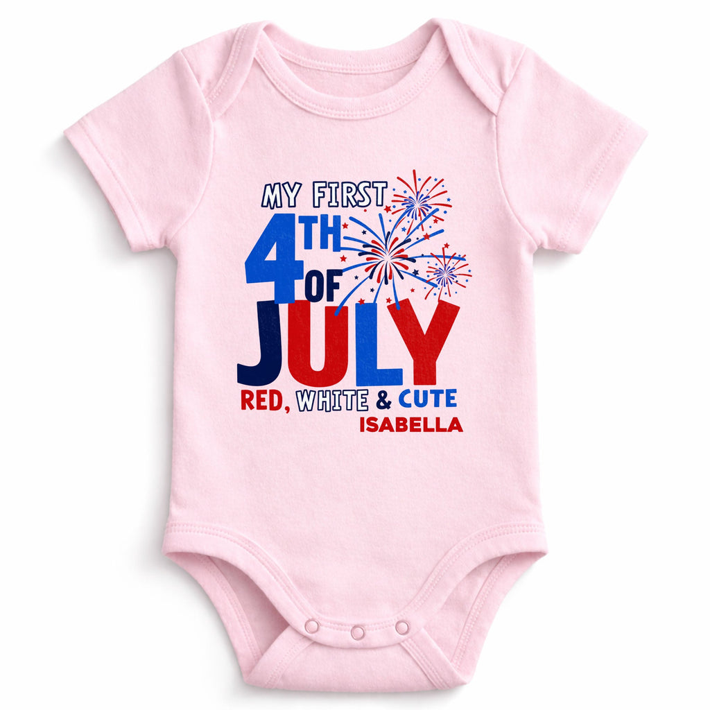 Personalized Baby Onesie First 4th of July Gift Custom Name Baby Onesie GradoCreations