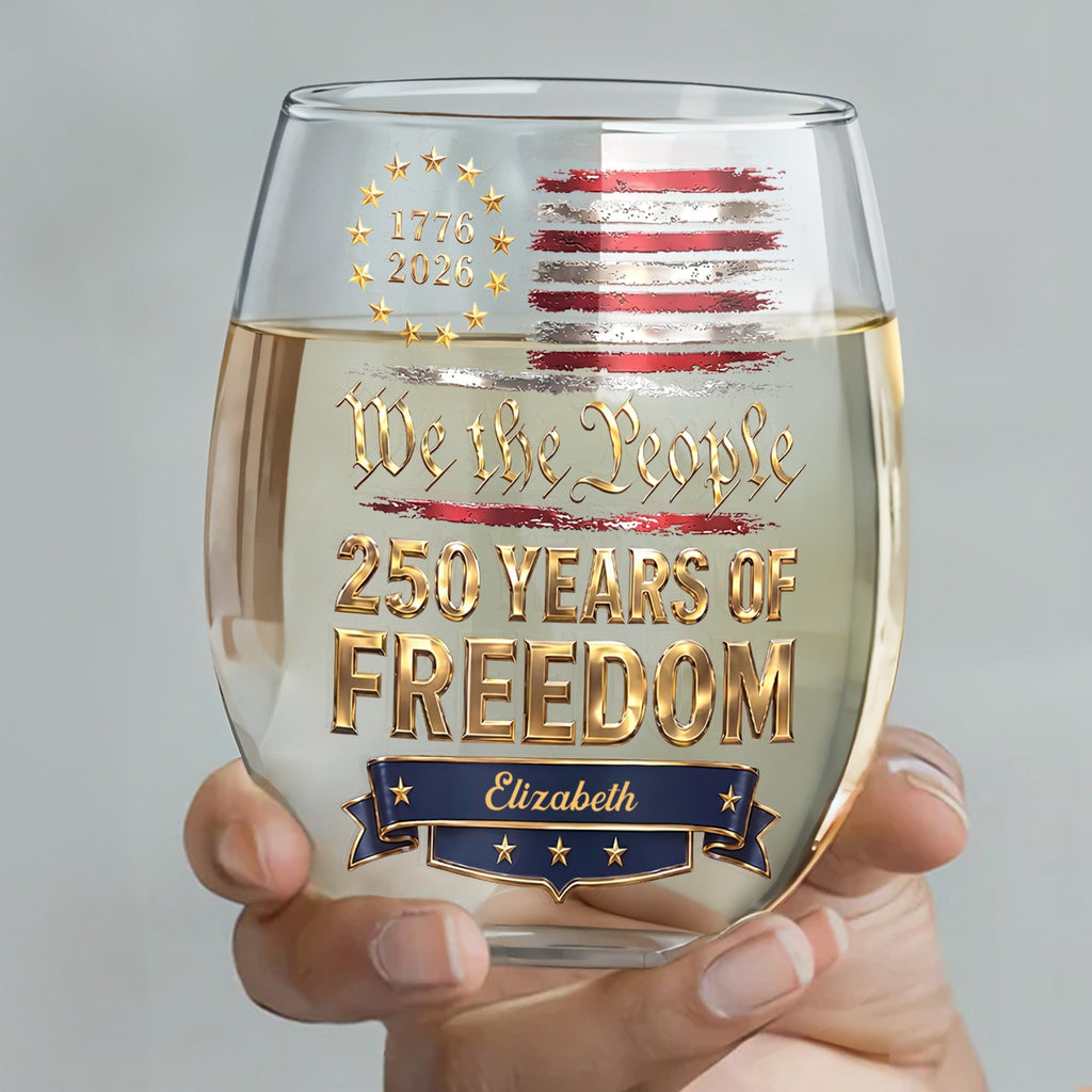 Personalized Stemless Wine Glass American Flag Gift for 4th of July Wine Glasses GradoCreations