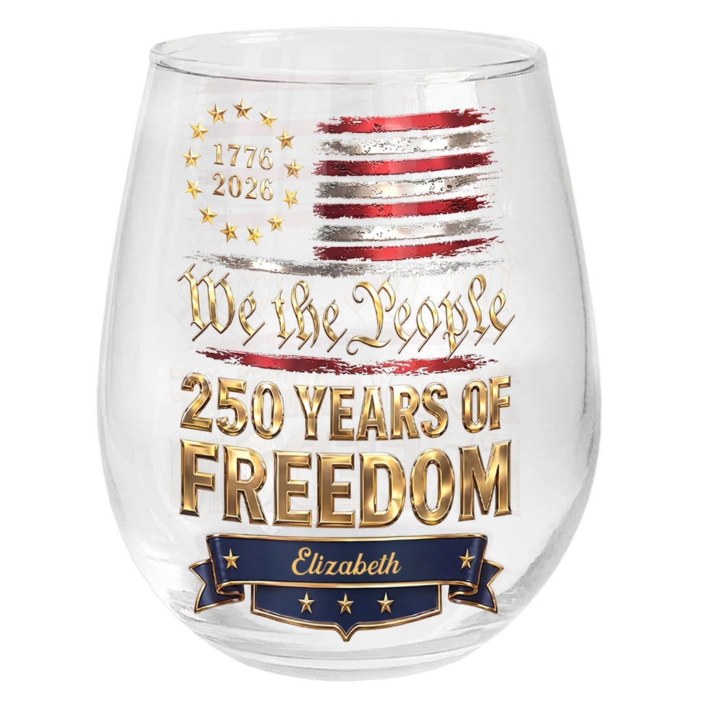 Personalized Stemless Wine Glass American Flag Gift for 4th of July Wine Glasses GradoCreations