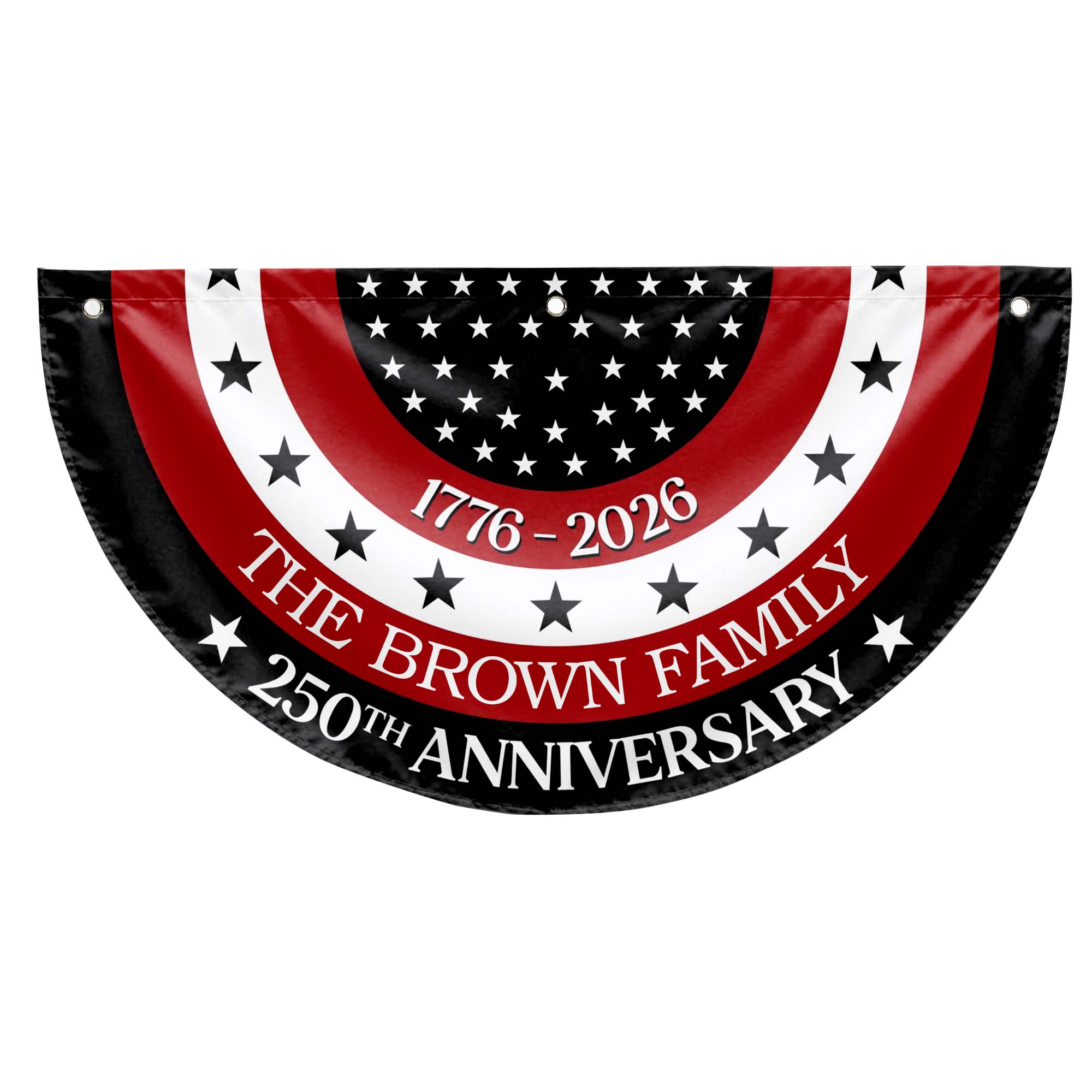 Personalized Non-Pleated Fan Flag Custom Family Name Gift for 4th of July Non-Pleated Fan Flag GradoCreations