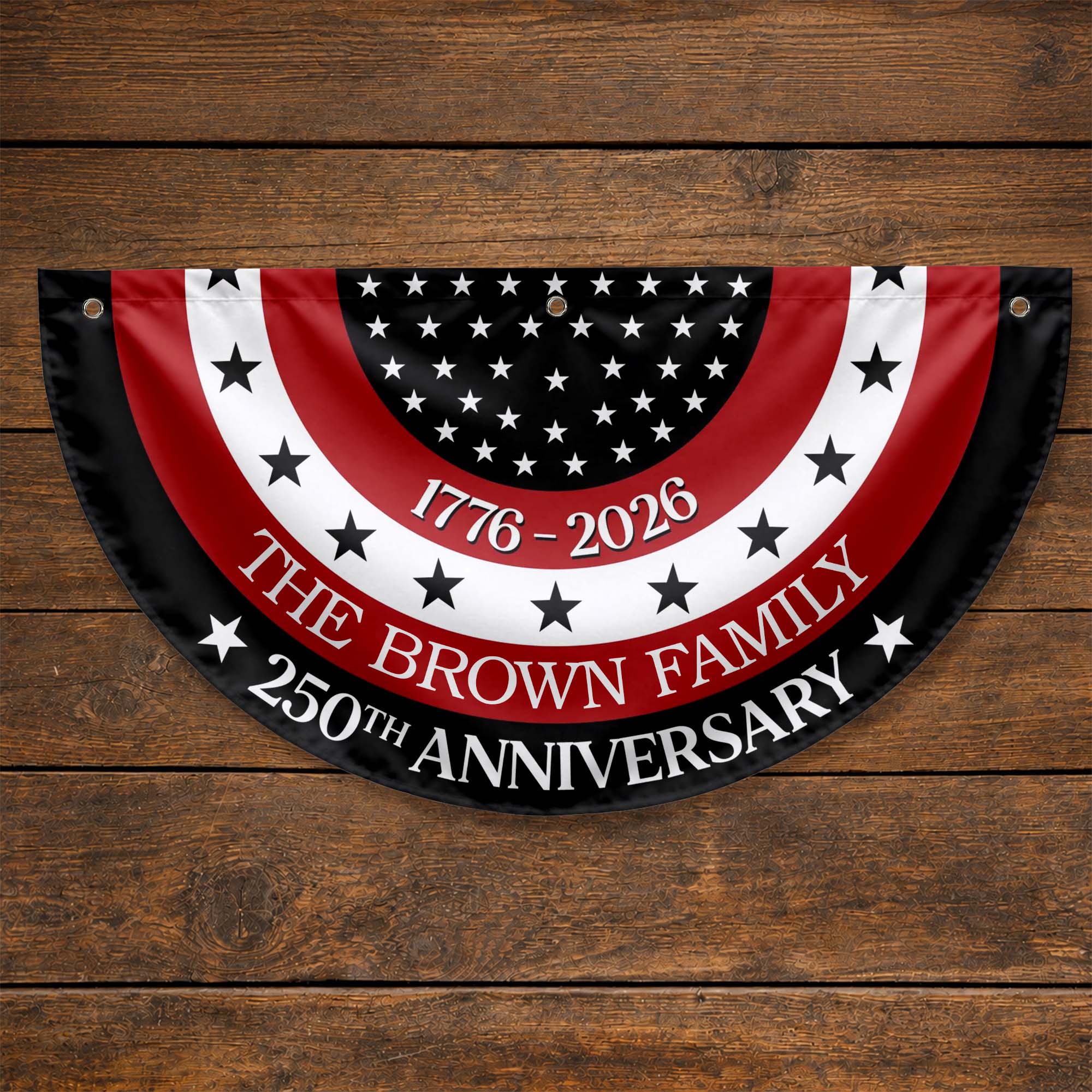 Personalized Non-Pleated Fan Flag Custom Family Name Gift for 4th of July Non-Pleated Fan Flag GradoCreations