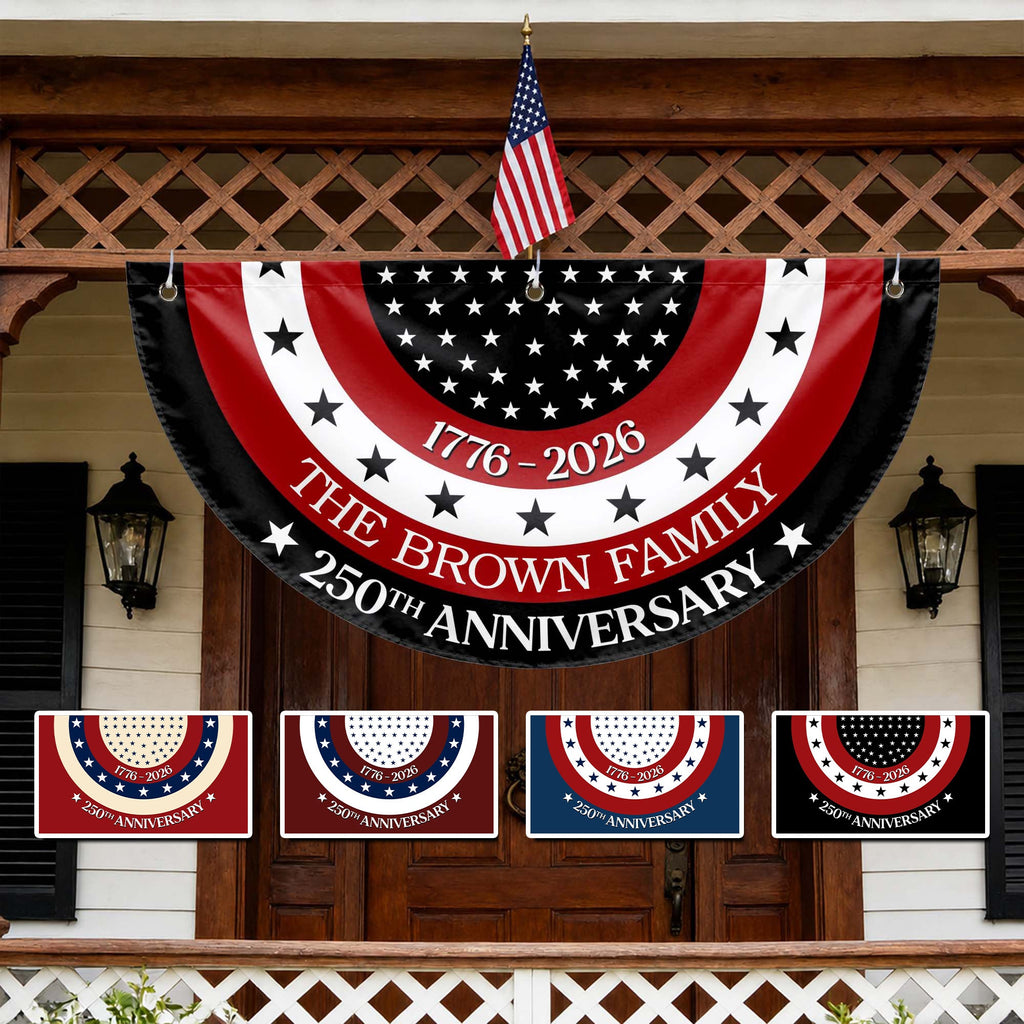 Personalized Non-Pleated Fan Flag Custom Family Name Gift for 4th of July Non-Pleated Fan Flag GradoCreations
