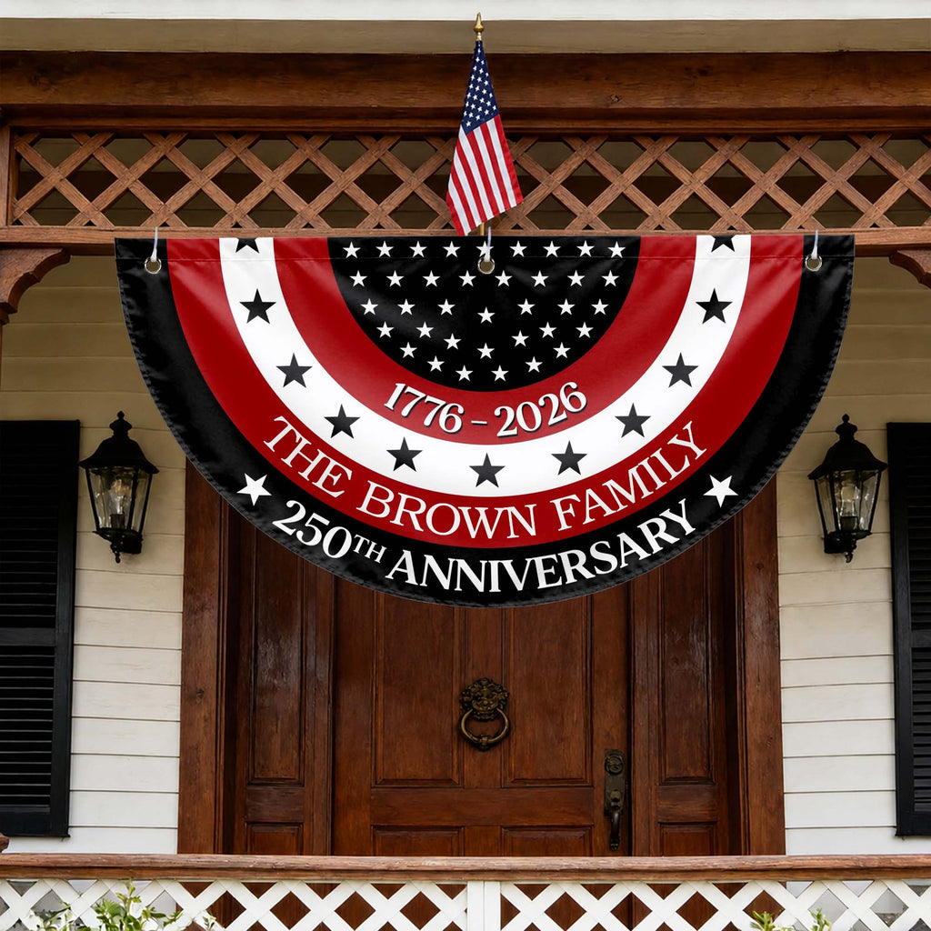 Personalized Non-Pleated Fan Flag Custom Family Name Gift for 4th of July Non-Pleated Fan Flag GradoCreations