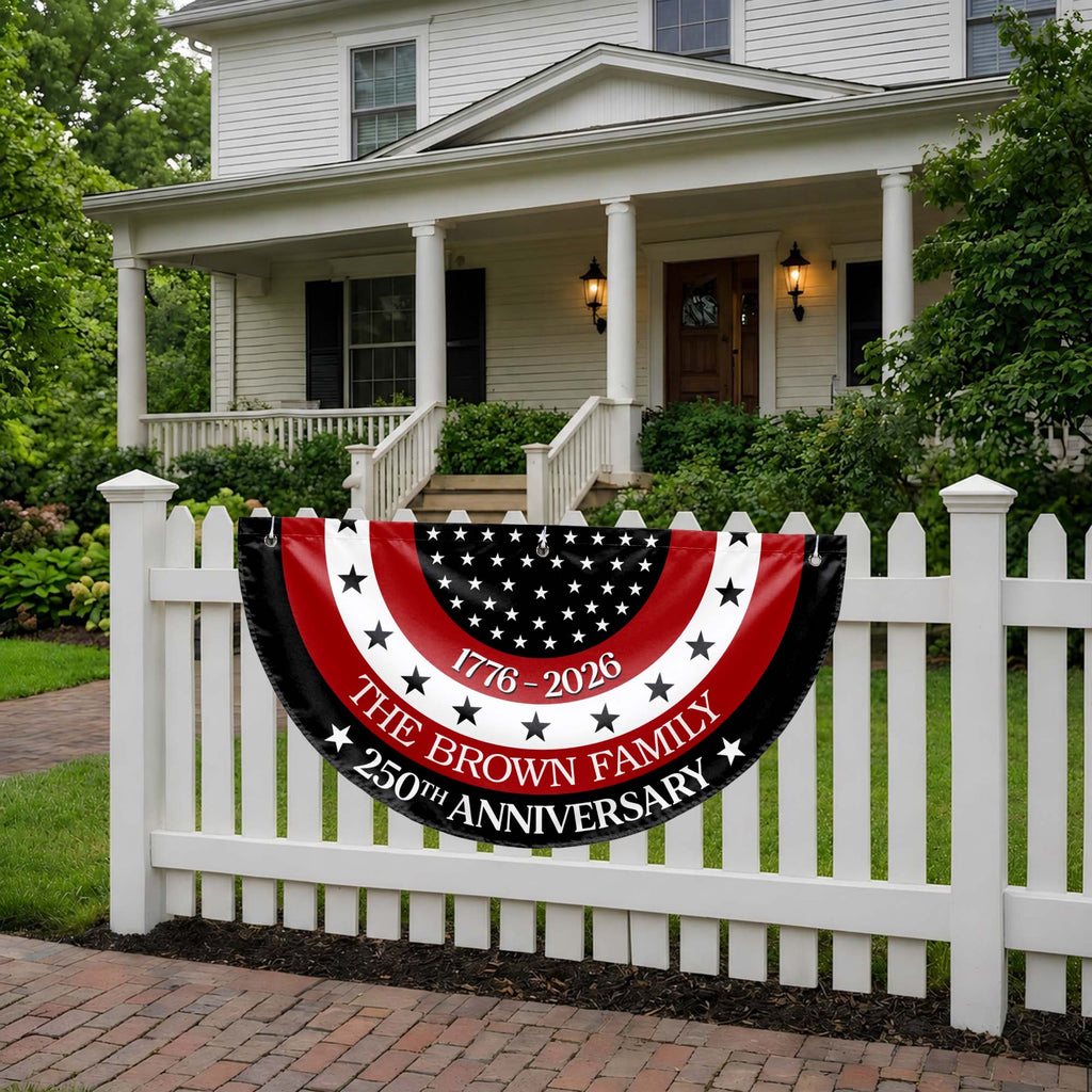 Personalized Non-Pleated Fan Flag Custom Family Name Gift for 4th of July Non-Pleated Fan Flag GradoCreations