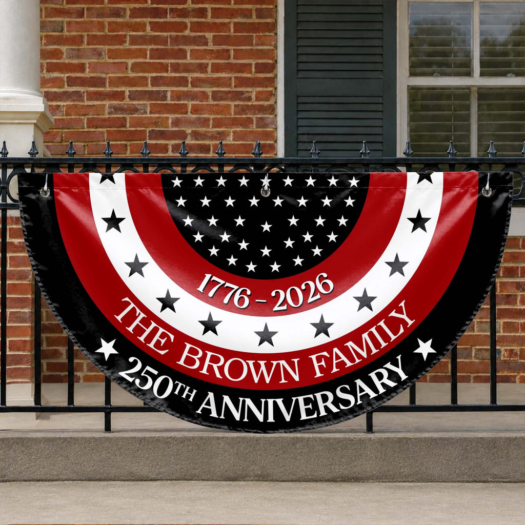 Personalized Non-Pleated Fan Flag Custom Family Name Gift for 4th of July Non-Pleated Fan Flag GradoCreations