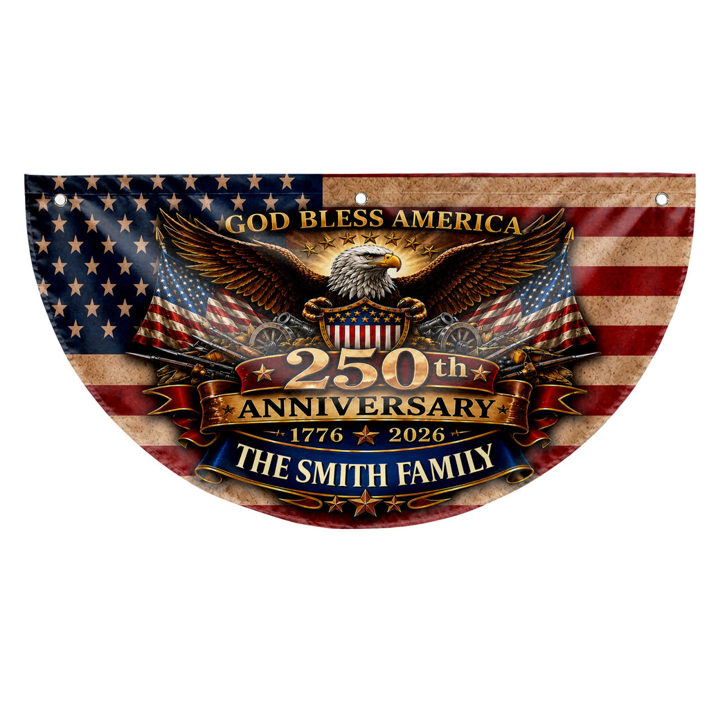 Personalized Non-Pleated Fan Flag Custom Family Name Gift Non-Pleated Fan Flag GradoCreations