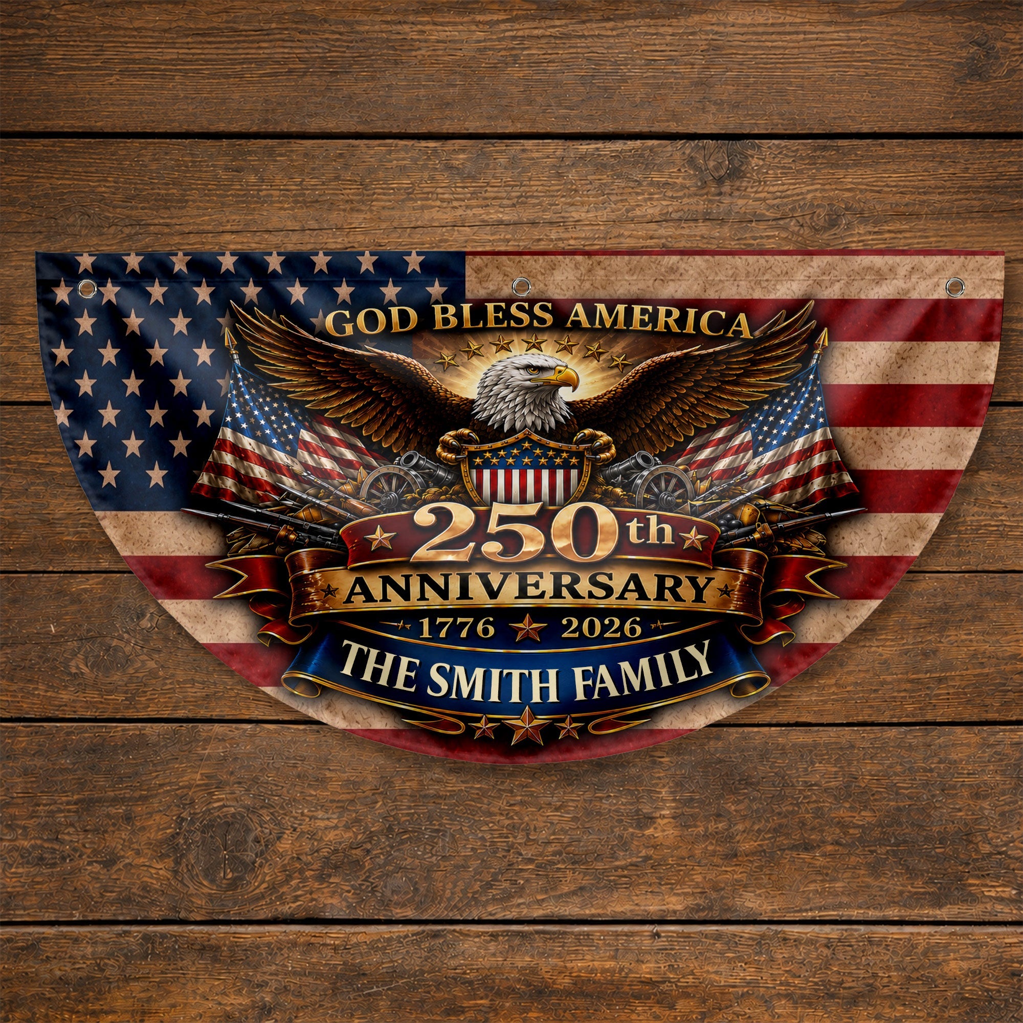 Personalized Non-Pleated Fan Flag Custom Family Name Gift Non-Pleated Fan Flag GradoCreations