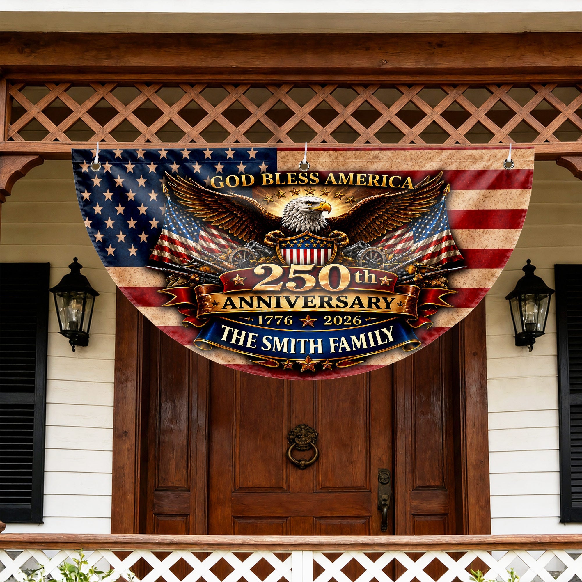 Personalized Non-Pleated Fan Flag Custom Family Name Gift Non-Pleated Fan Flag GradoCreations