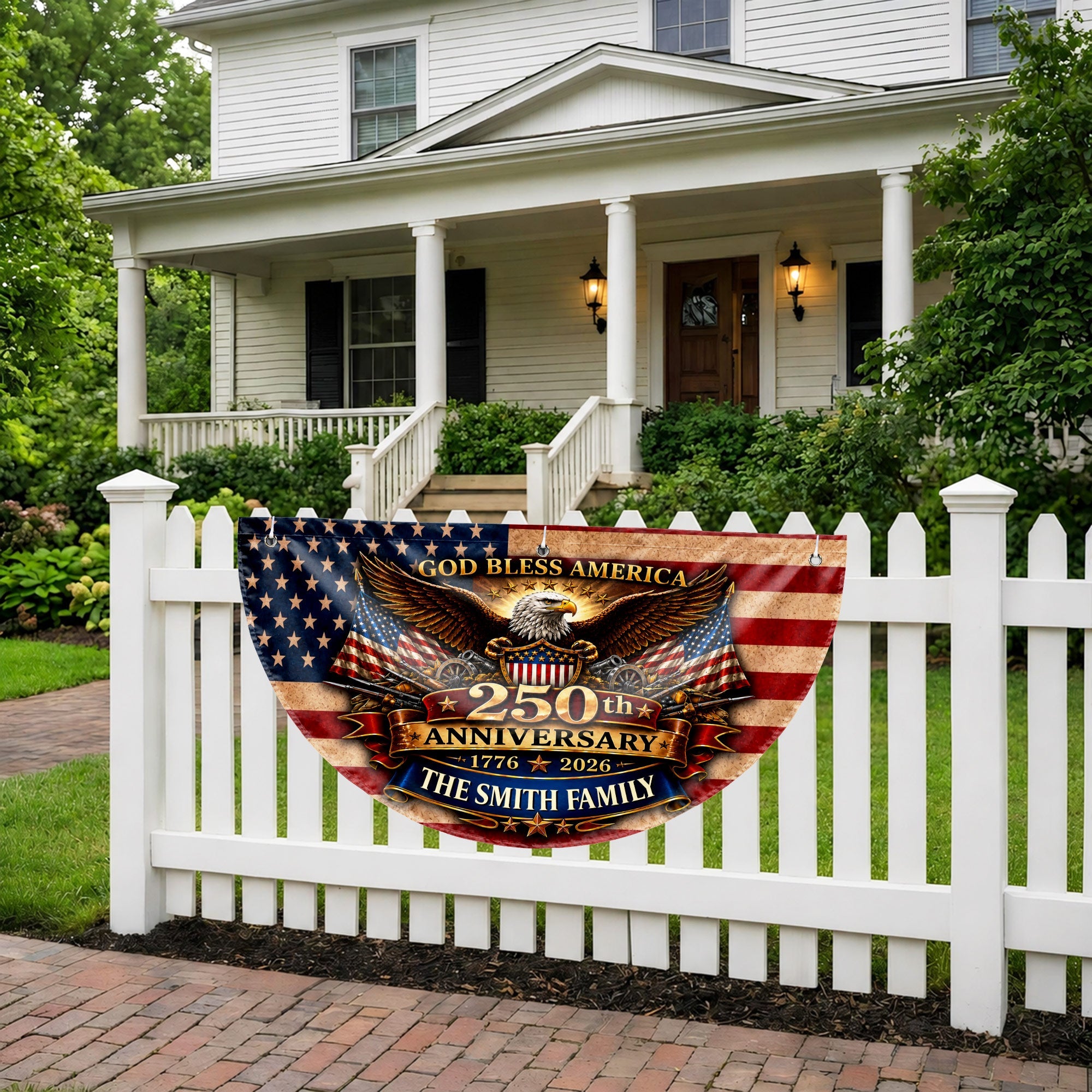 Personalized Non-Pleated Fan Flag Custom Family Name Gift Non-Pleated Fan Flag GradoCreations