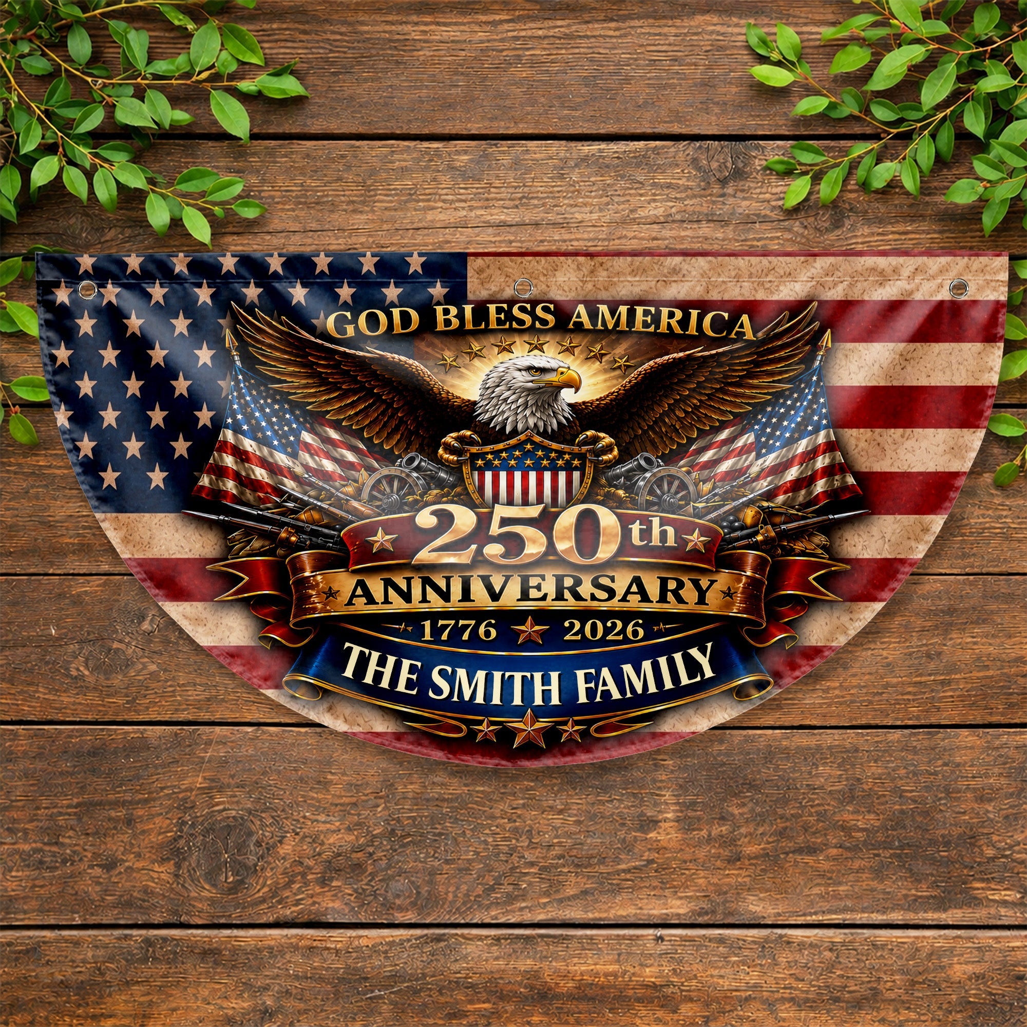 Personalized Non-Pleated Fan Flag Custom Family Name Gift Non-Pleated Fan Flag GradoCreations