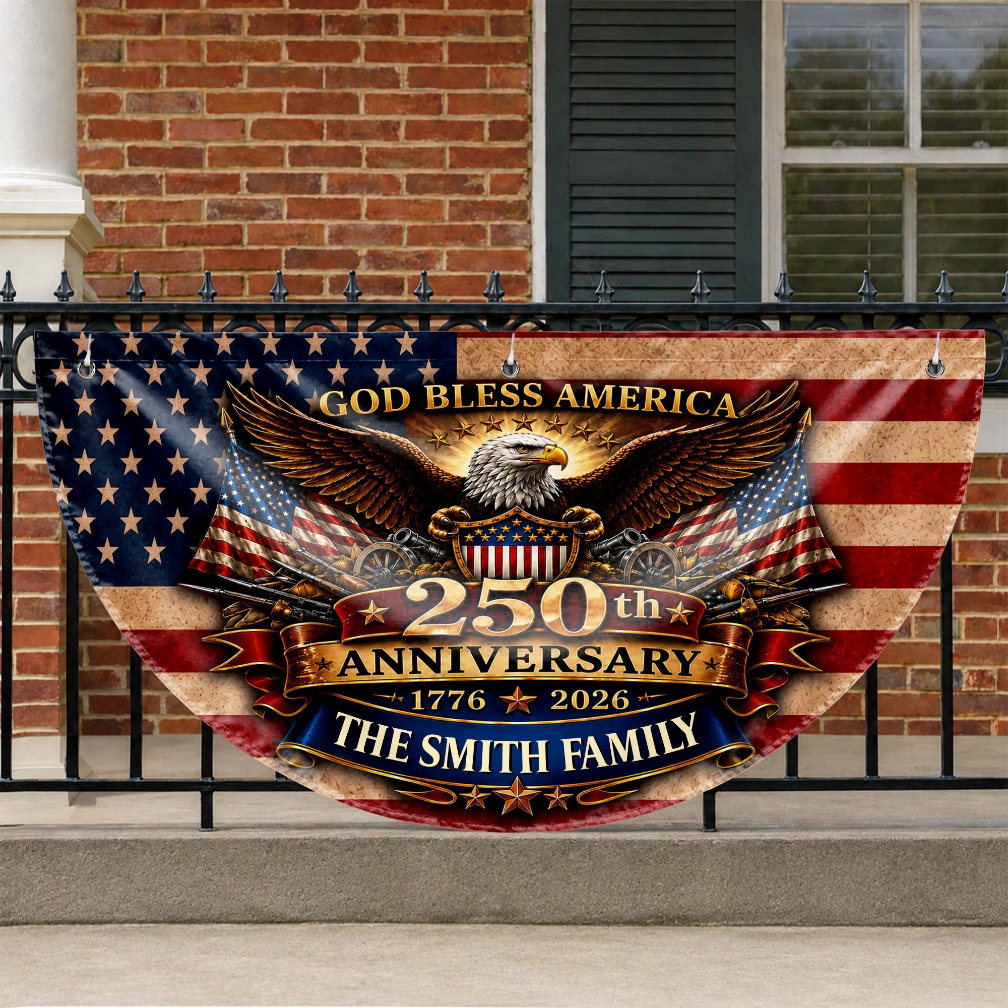 Personalized Non-Pleated Fan Flag Custom Family Name Gift Non-Pleated Fan Flag GradoCreations