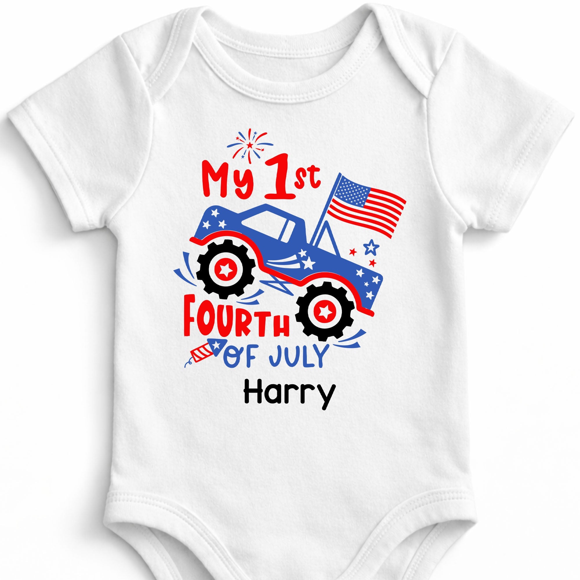 Personalized Baby Onesie My 1st Fourth of July Fireworks Gift Baby Onesie GradoCreations