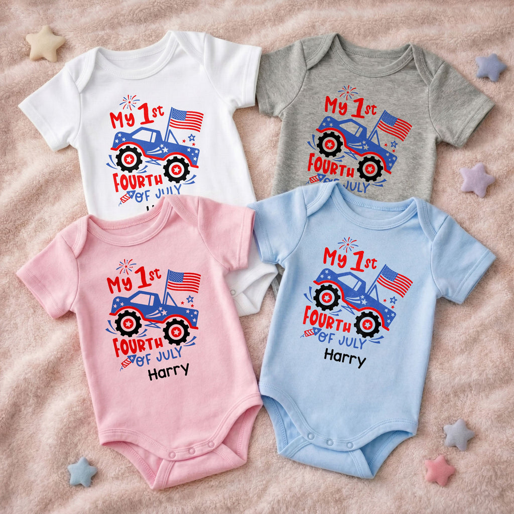 Personalized Baby Onesie My 1st Fourth of July Fireworks Gift Baby Onesie GradoCreations