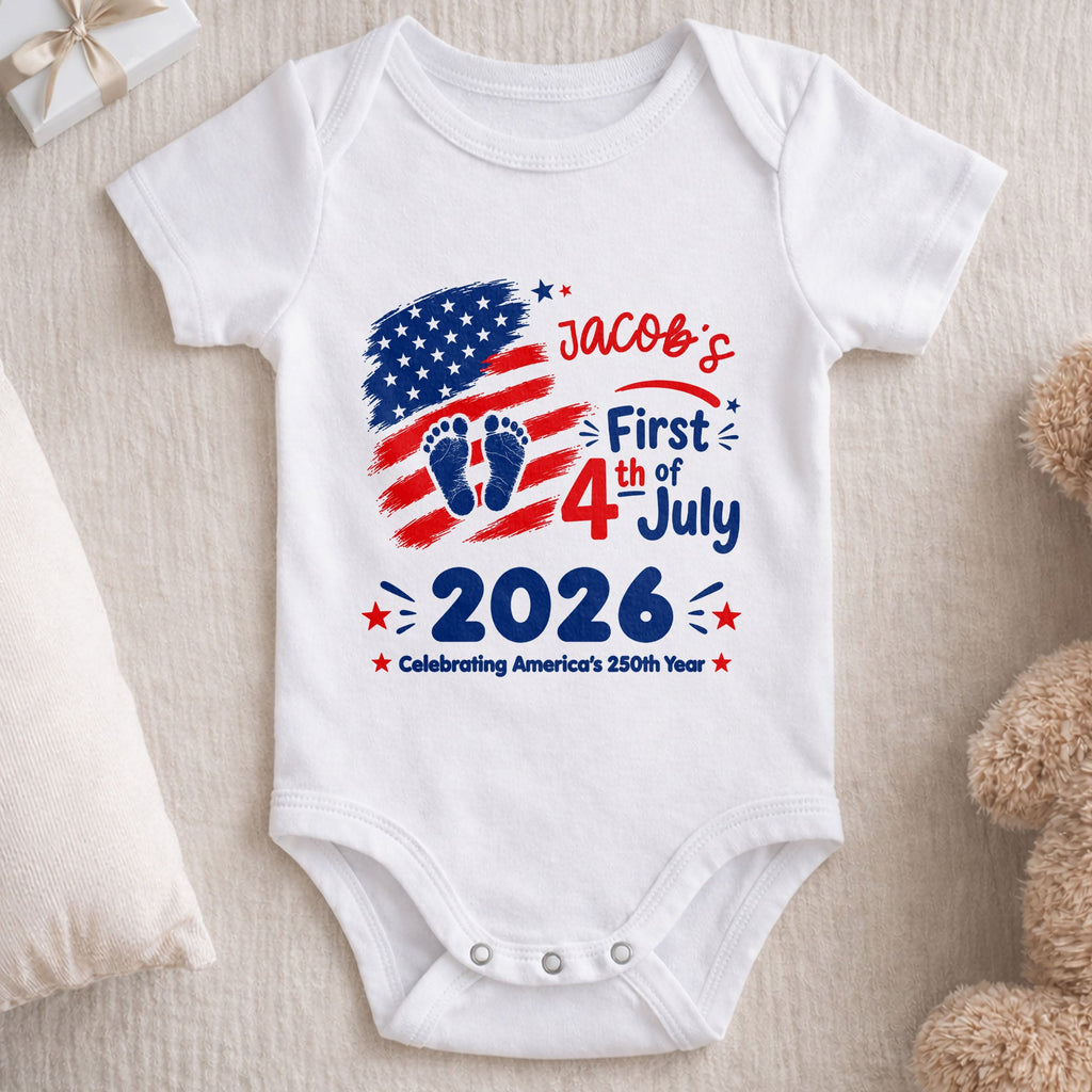 Personalized Baby Onesie Custom Name 4th of July Gift Baby Onesie GradoCreations
