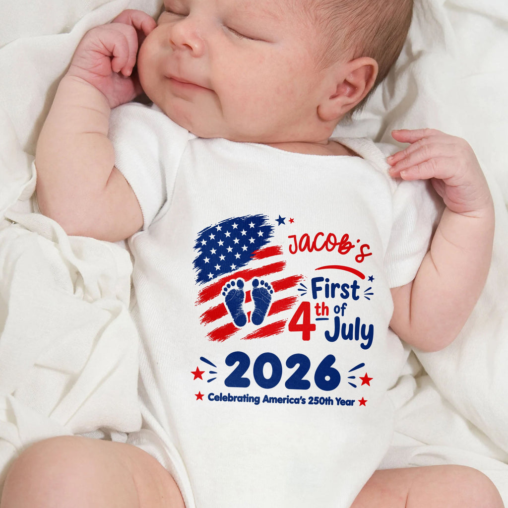 Personalized Baby Onesie Custom Name 4th of July Gift Baby Onesie GradoCreations
