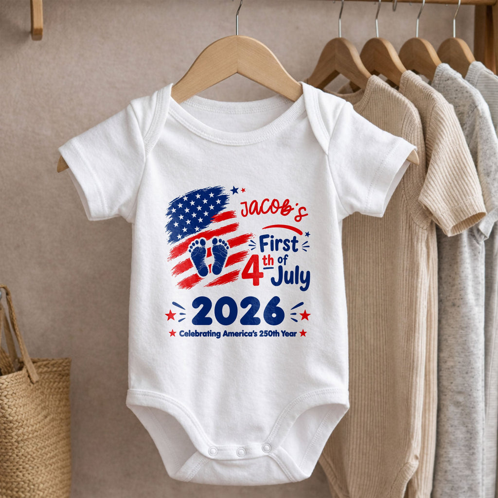 Personalized Baby Onesie Custom Name 4th of July Gift Baby Onesie GradoCreations