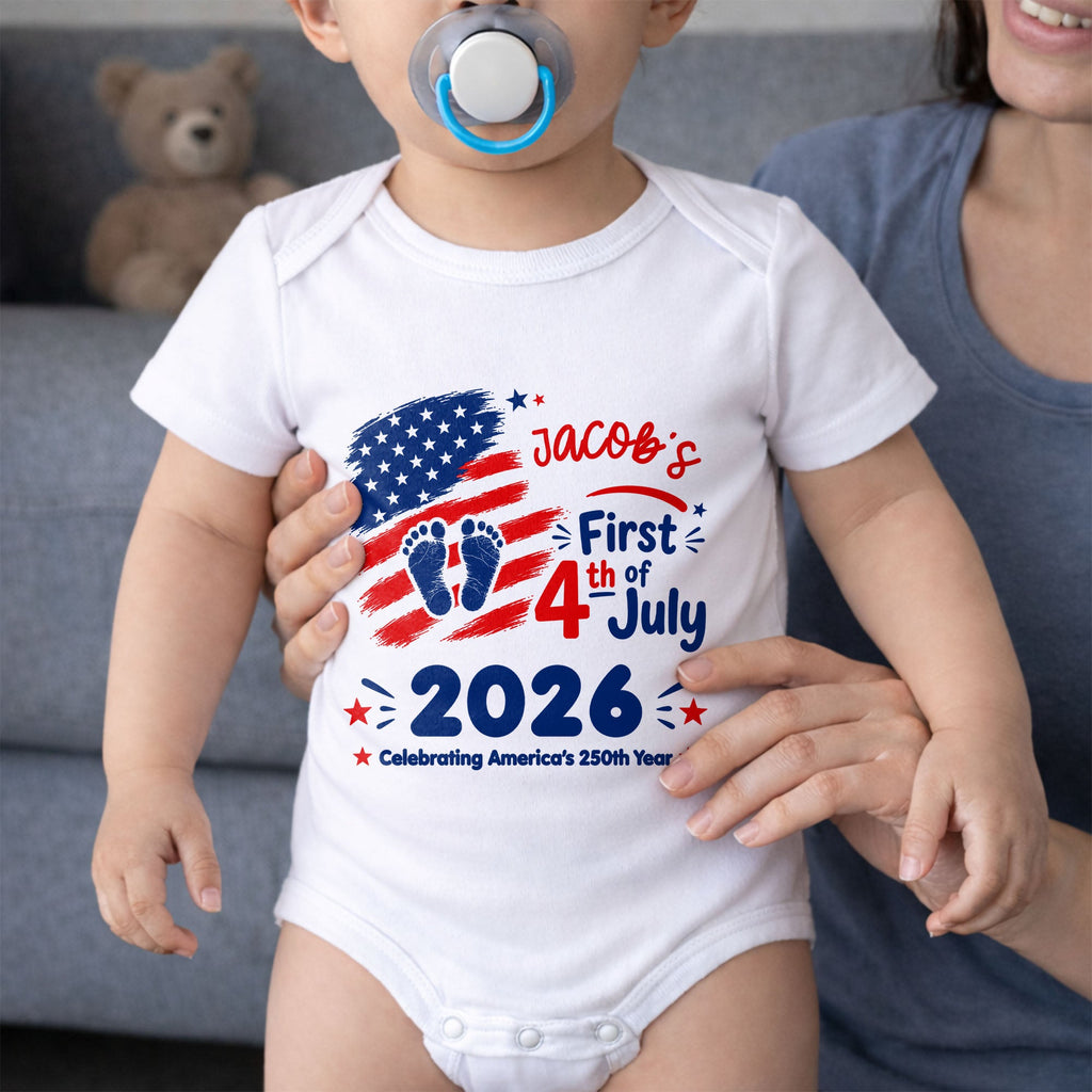 Personalized Baby Onesie Custom Name 4th of July Gift Baby Onesie GradoCreations