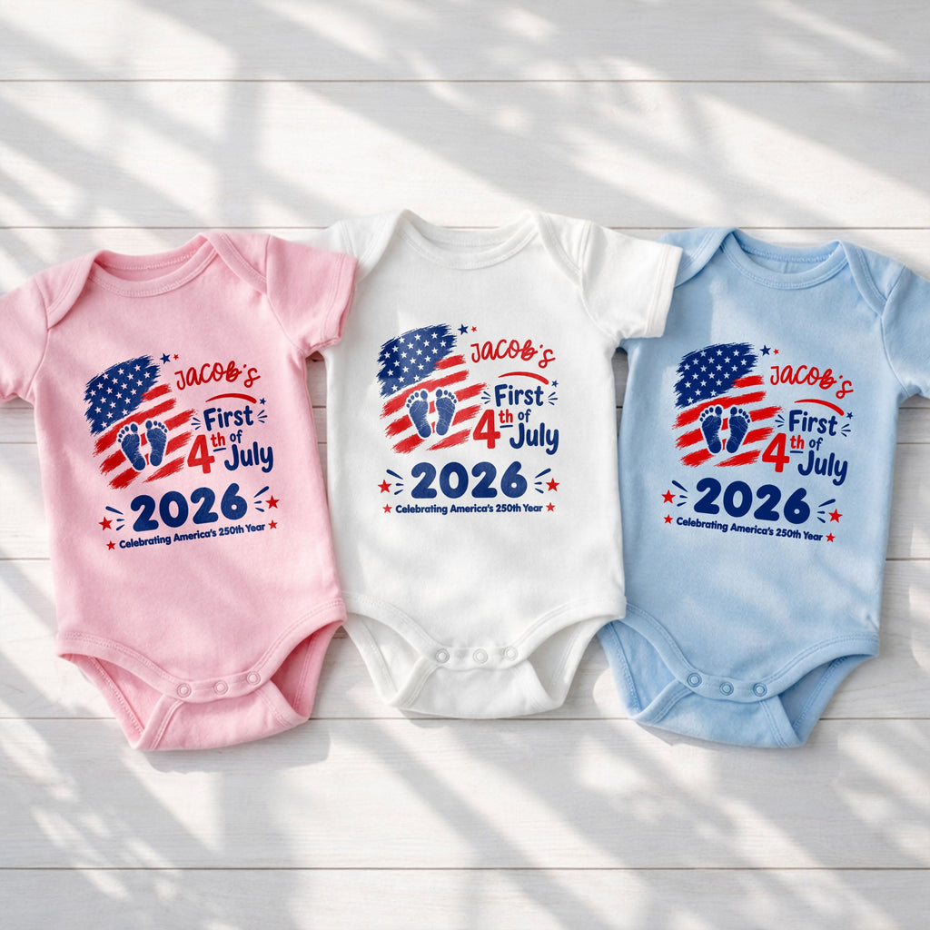 Personalized Baby Onesie Custom Name 4th of July Gift Baby Onesie GradoCreations