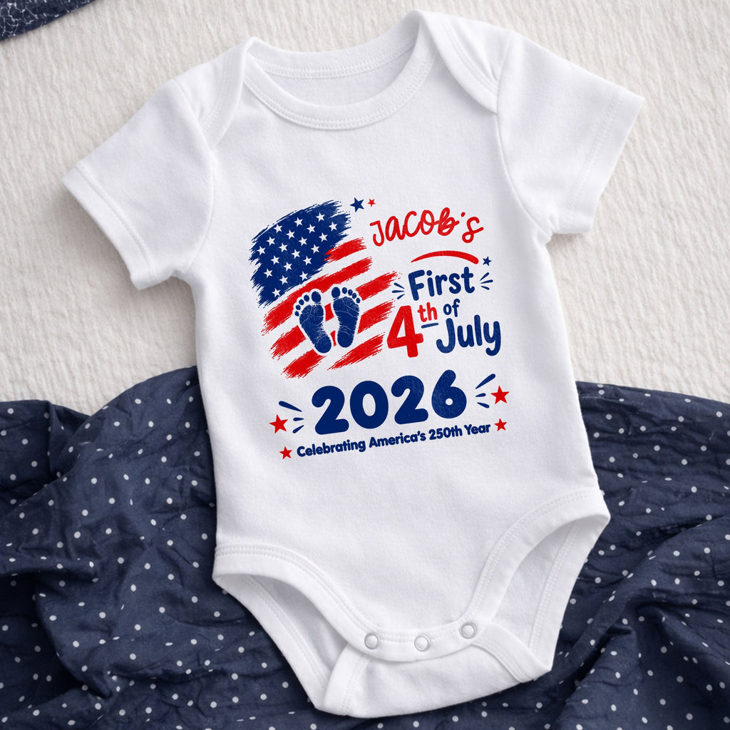 Personalized Baby Onesie Custom Name 4th of July Gift Baby Onesie GradoCreations