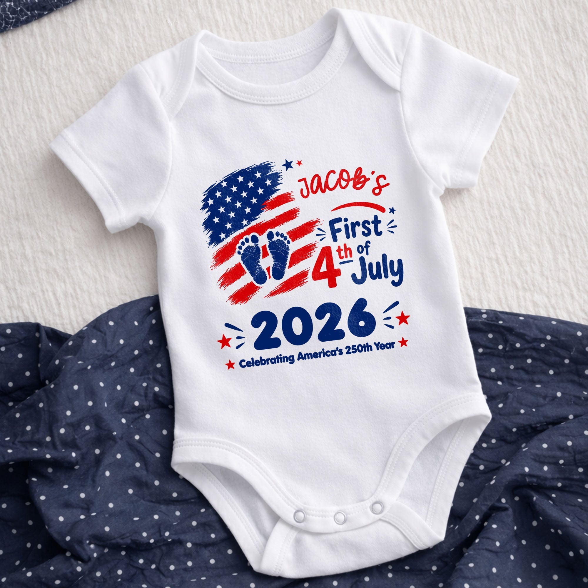 Personalized Baby Onesie Custom Name 4th of July Gift Baby Onesie GradoCreations