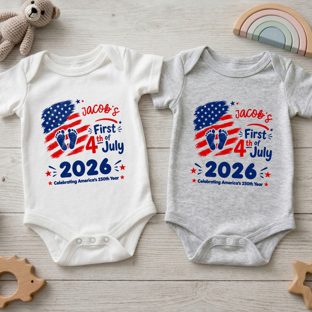 Personalized Baby Onesie Custom Name 4th of July Gift Baby Onesie GradoCreations