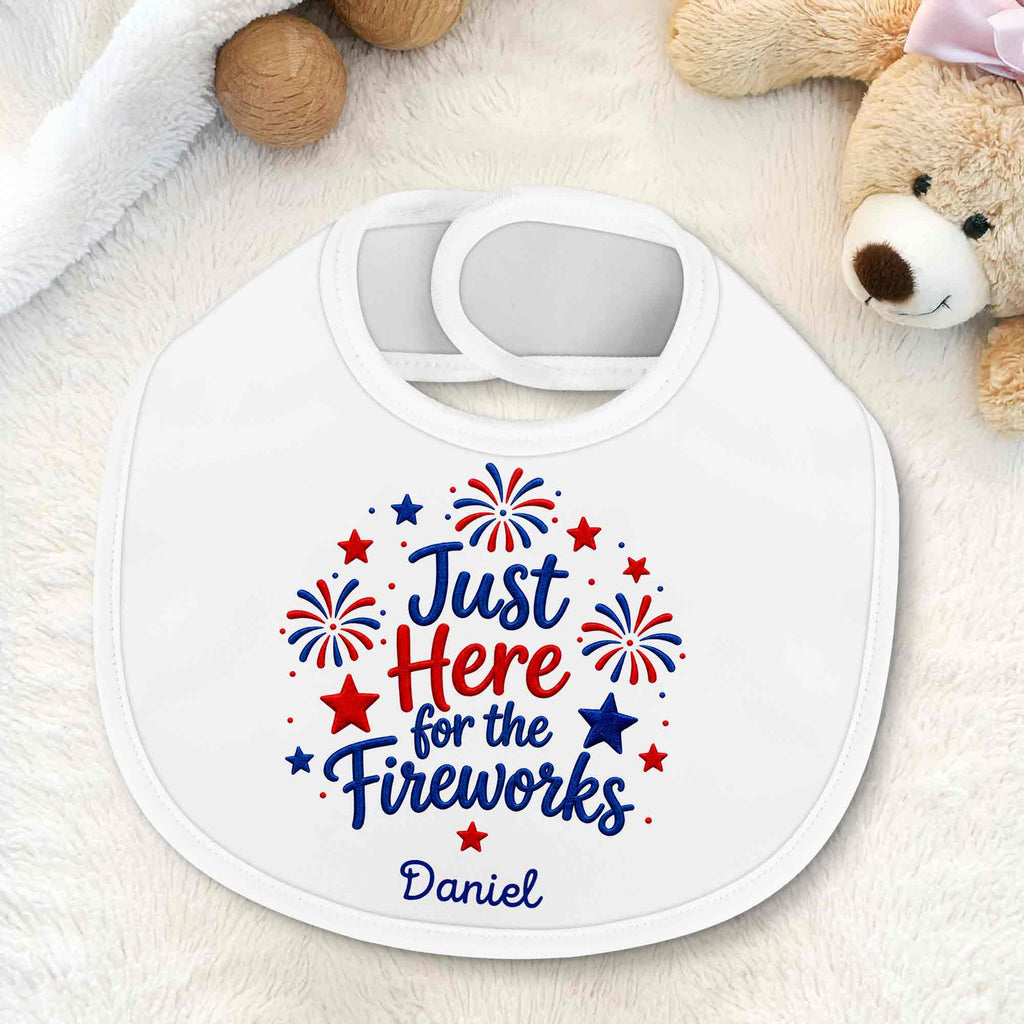 Personalized Baby Bib Fireworks Design Custom Name Gift Baby Bib GradoCreations