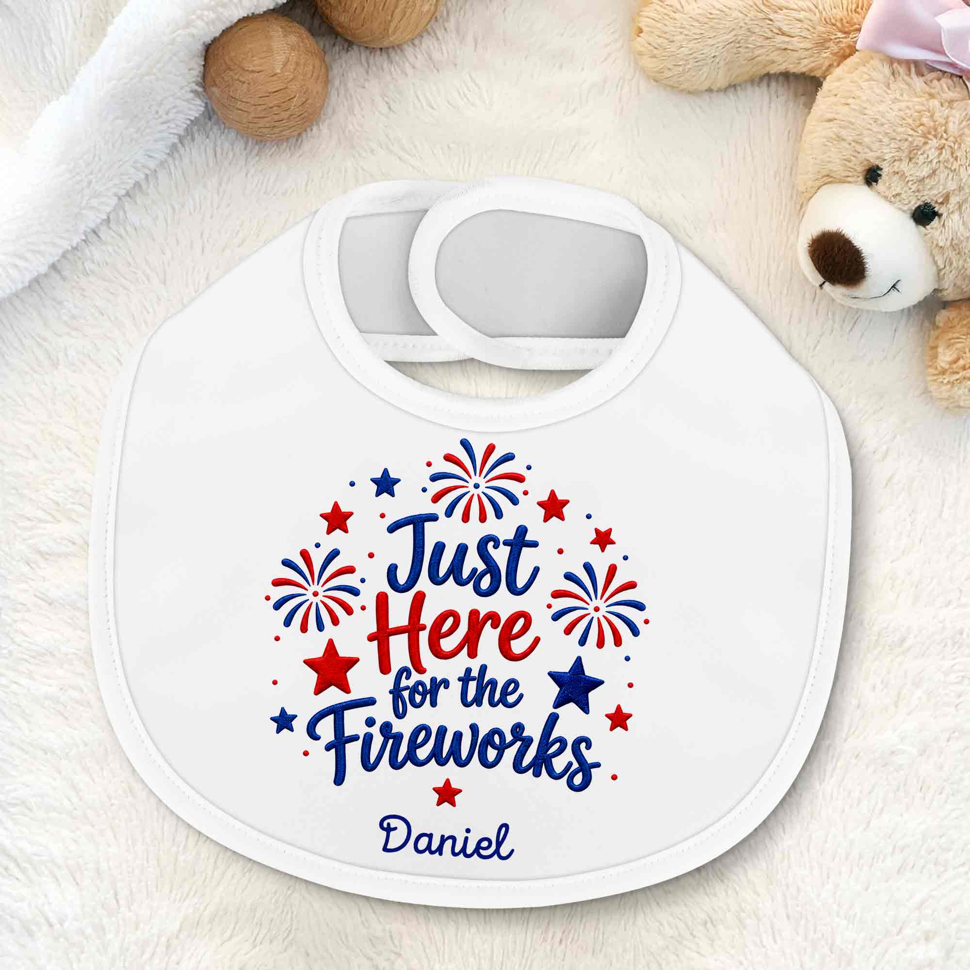 Personalized Baby Bib Fireworks Design Custom Name Gift Baby Bib GradoCreations