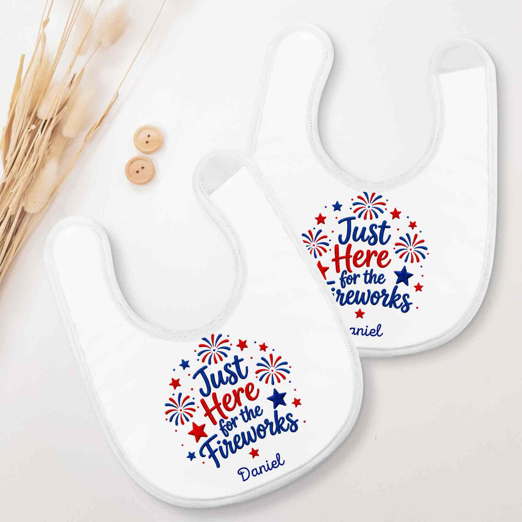 Personalized Baby Bib Fireworks Design Custom Name Gift Baby Bib GradoCreations