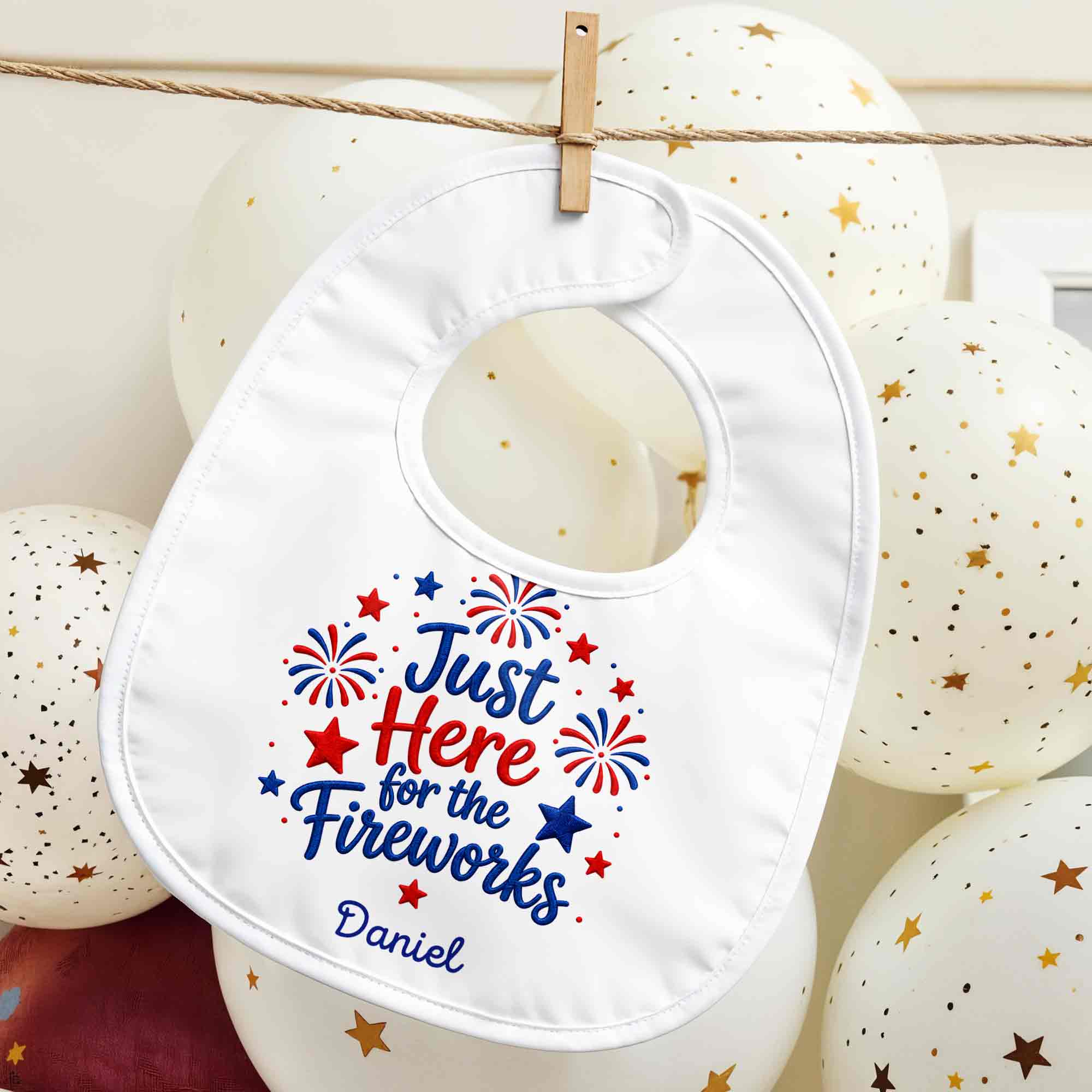 Personalized Baby Bib Fireworks Design Custom Name Gift Baby Bib GradoCreations