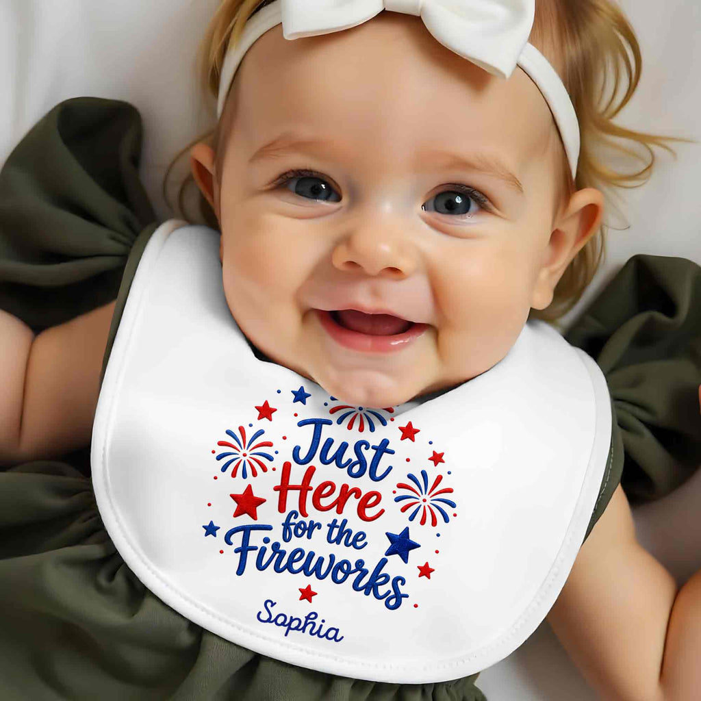 Personalized Baby Bib Fireworks Design Custom Name Gift Baby Bib GradoCreations