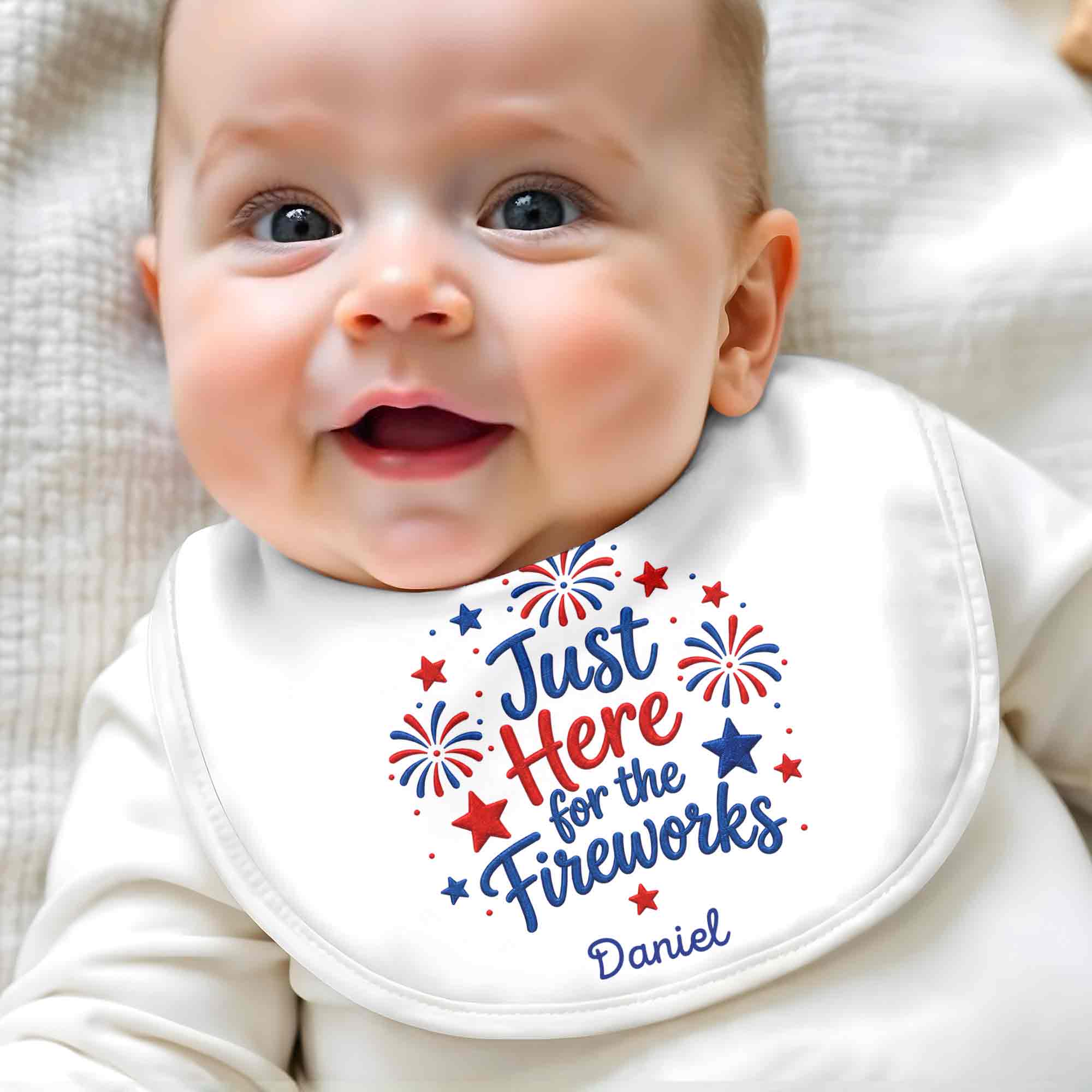Personalized Baby Bib Fireworks Design Custom Name Gift Baby Bib GradoCreations