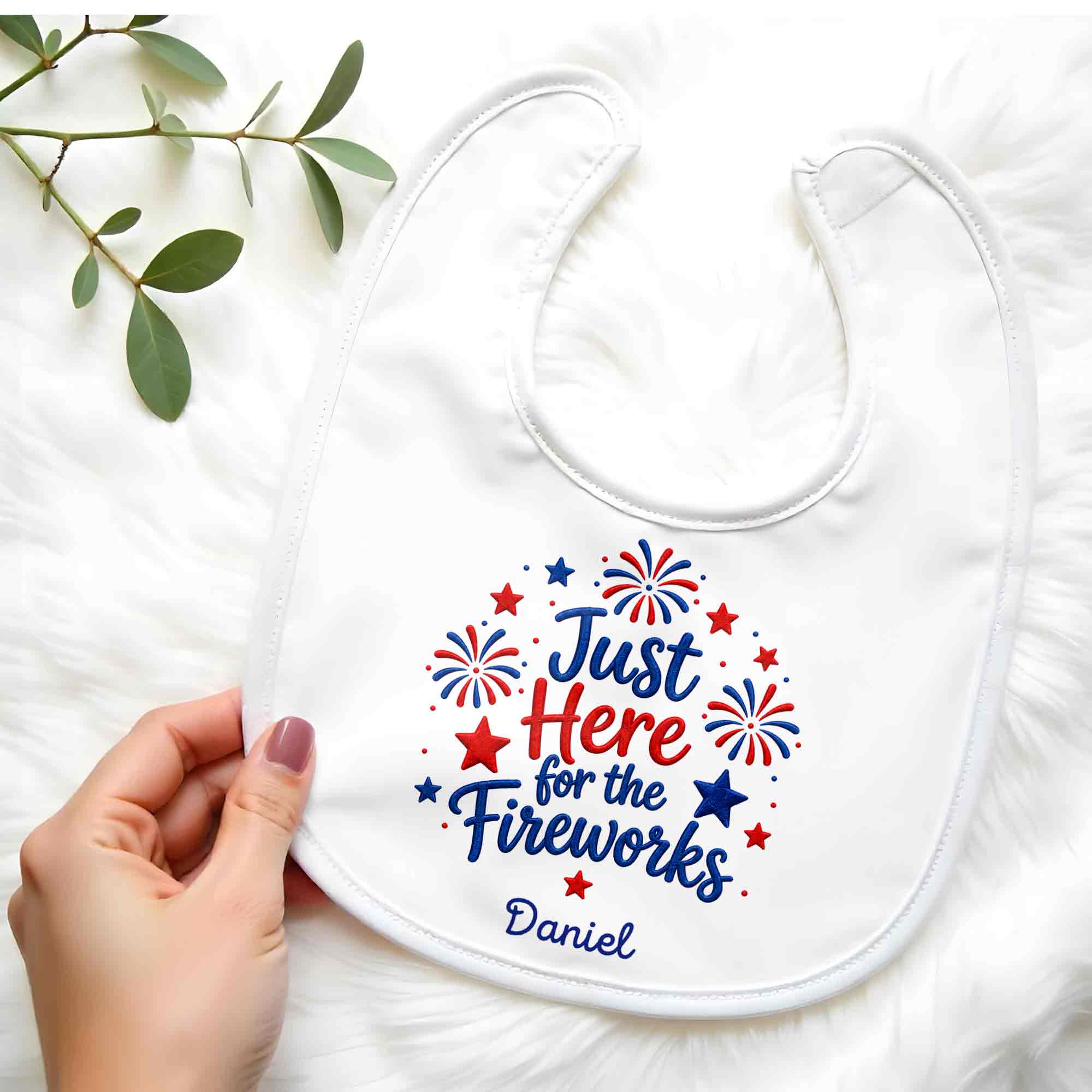 Personalized Baby Bib Fireworks Design Custom Name Gift Baby Bib GradoCreations