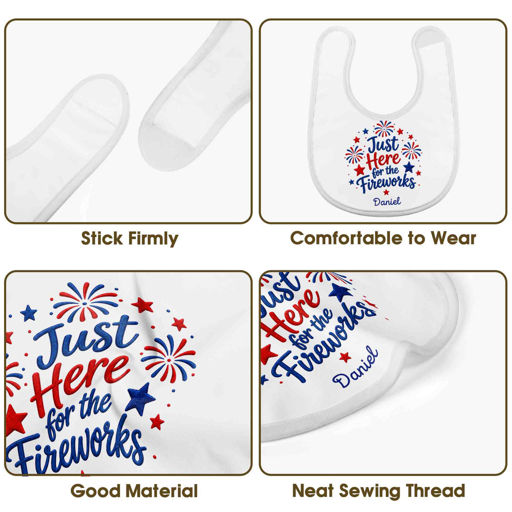 Personalized Baby Bib Fireworks Design Custom Name Gift Baby Bib GradoCreations