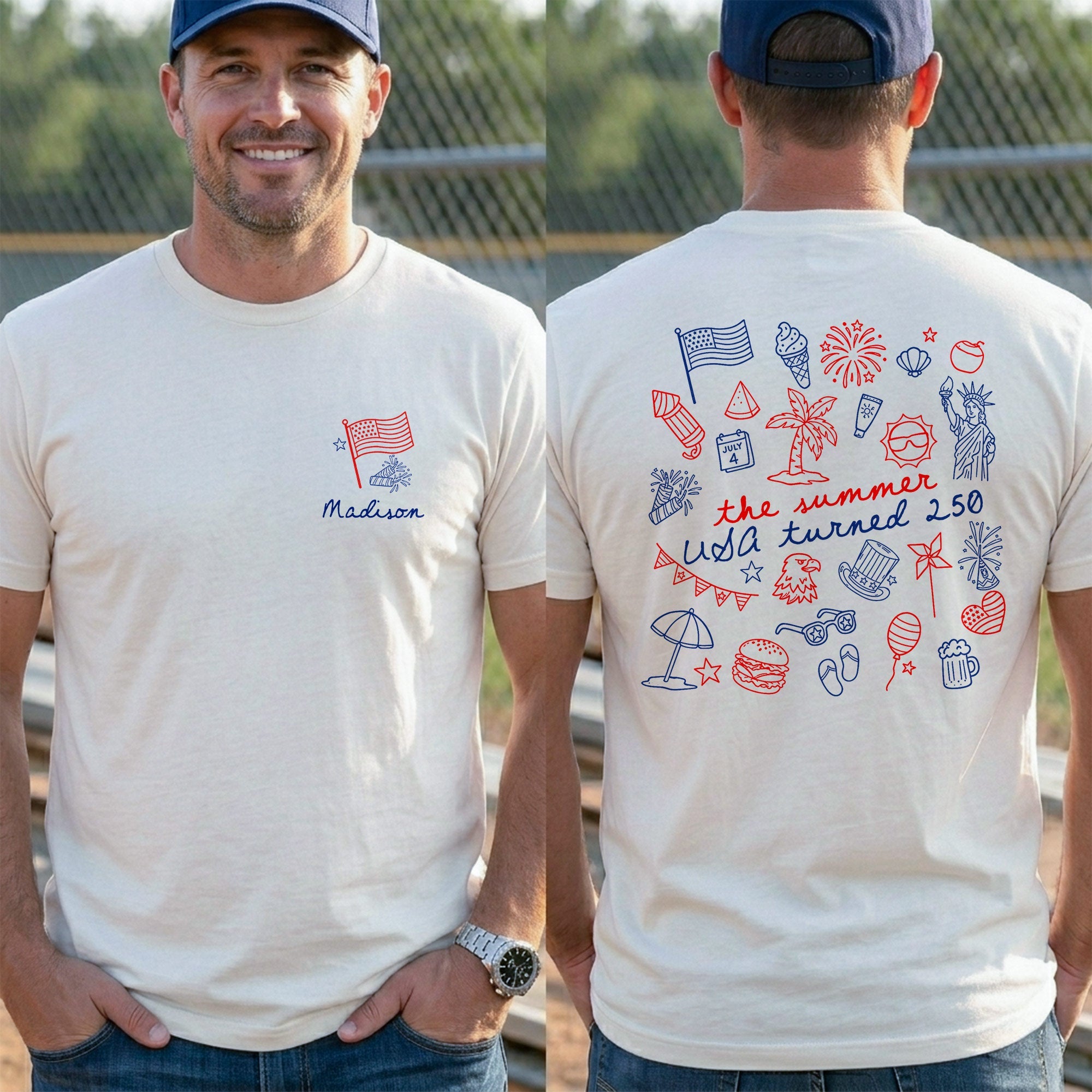 Personalized Custom T-Shirt Front and Back Independence Day Gift T-Shirt Font and Back GradoCreations