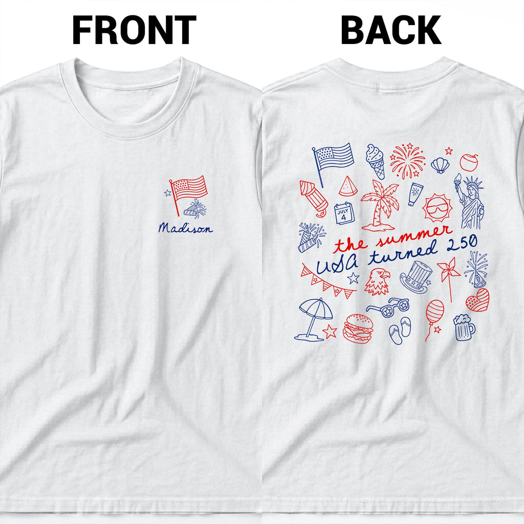 Personalized Custom T-Shirt Front and Back Independence Day Gift T-Shirt Font and Back GradoCreations