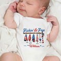 Personalized Baby Onesie Fishing Lures Design Custom Name Gift Baby Onesie GradoCreations