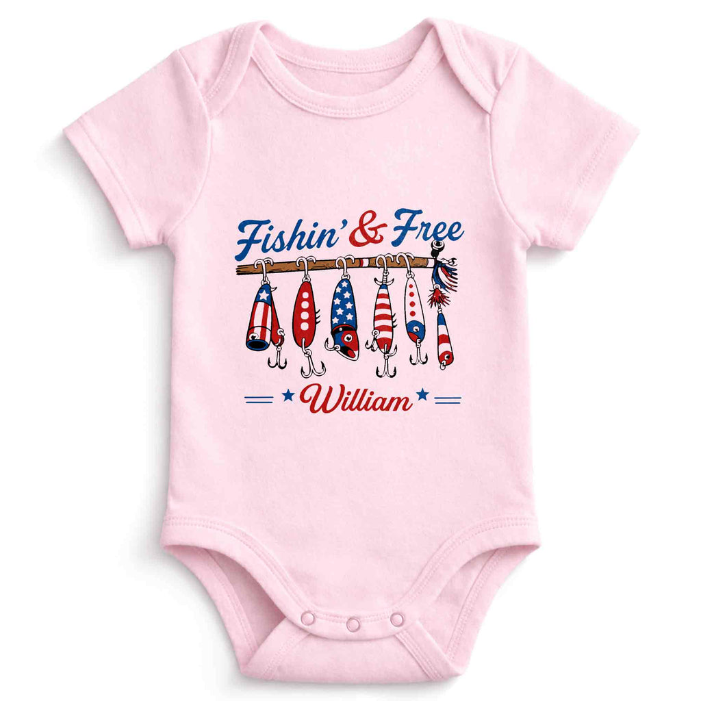 Personalized Baby Onesie Fishing Lures Design Custom Name Gift Baby Onesie GradoCreations
