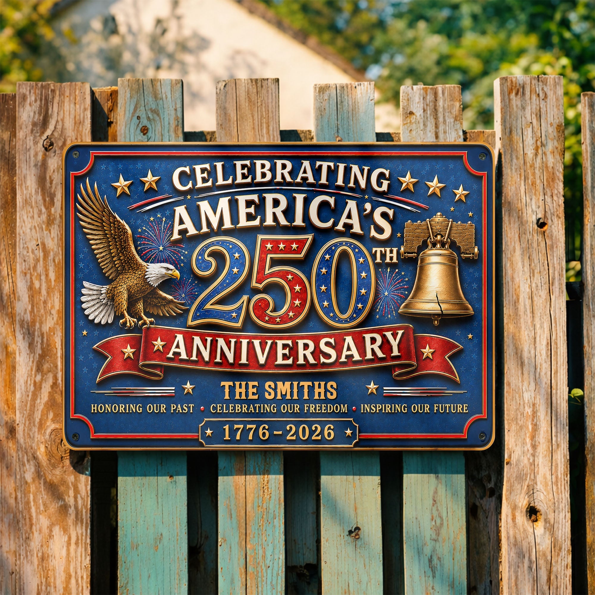 Personalized Metal Sign Celebrating America's 250th Anniversary Gift Metal Sign GradoCreations