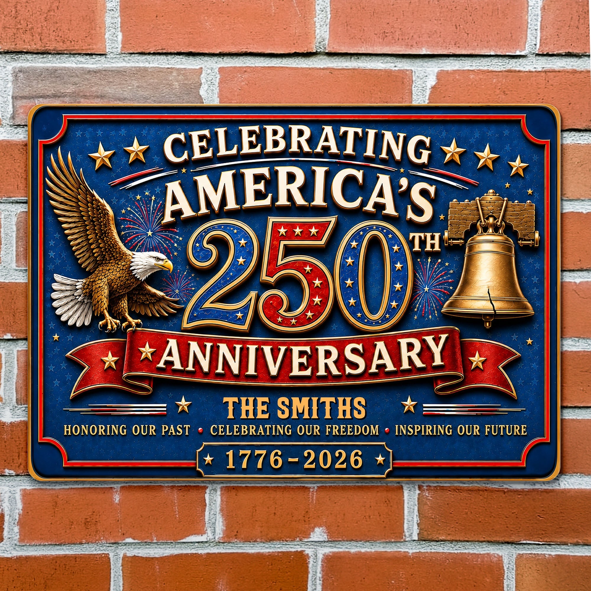 Personalized Metal Sign Celebrating America's 250th Anniversary Gift Metal Sign GradoCreations