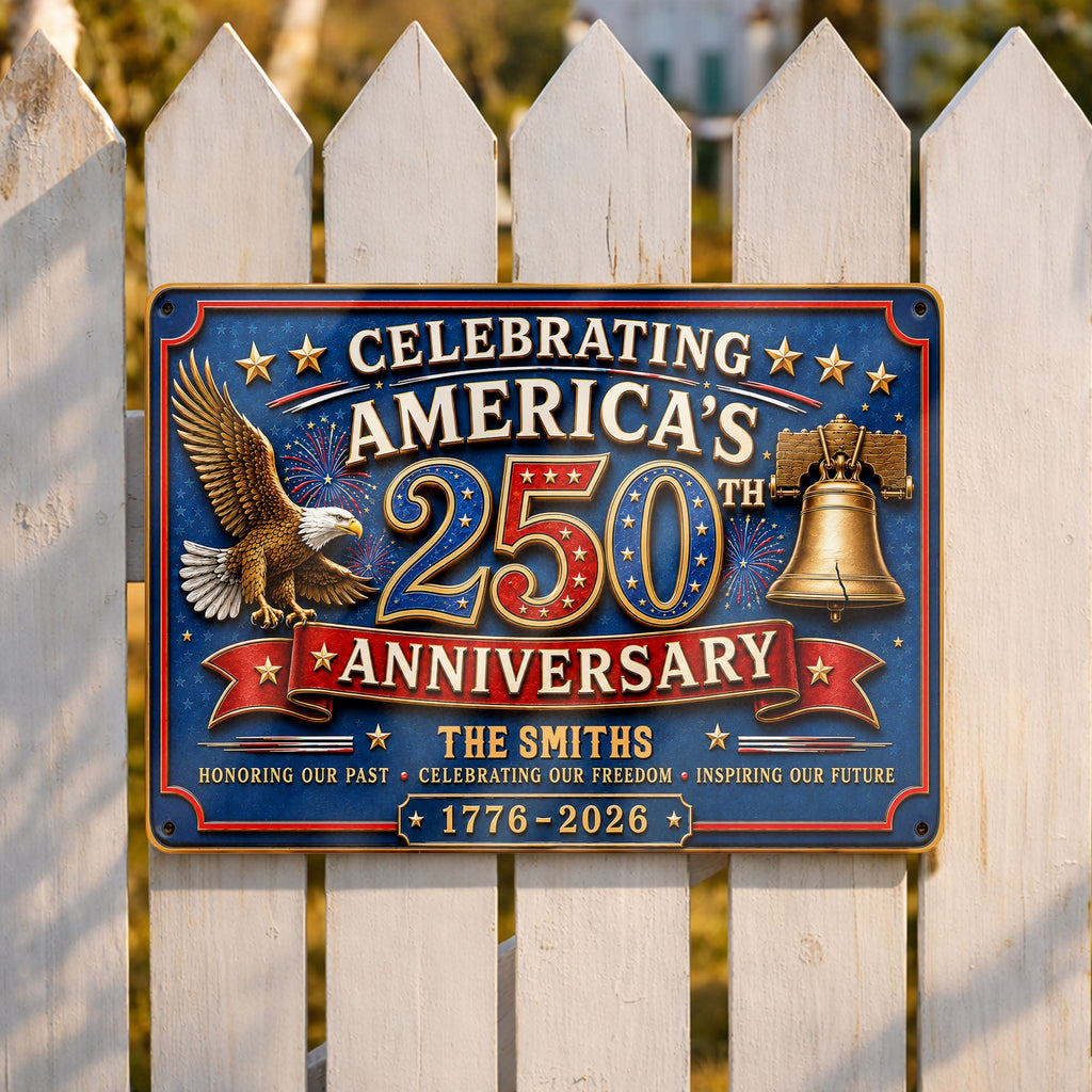 Personalized Metal Sign Celebrating America's 250th Anniversary Gift Metal Sign GradoCreations
