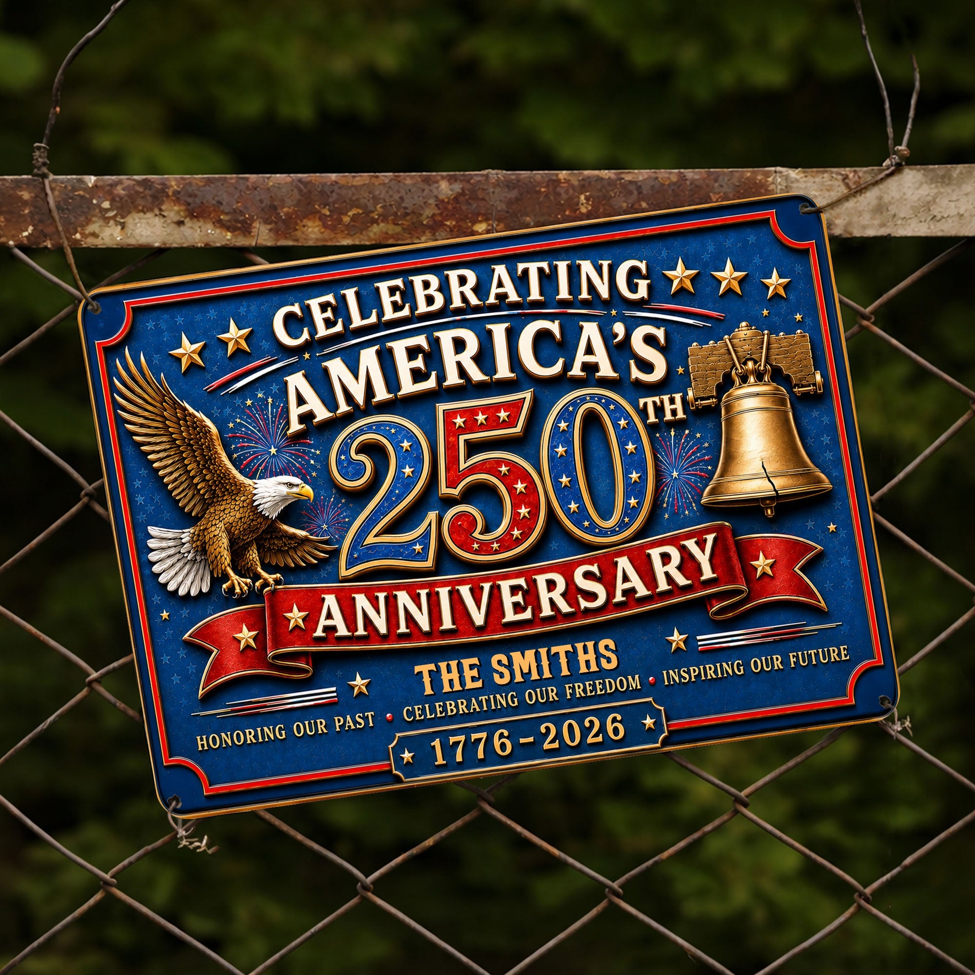 Personalized Metal Sign Celebrating America's 250th Anniversary Gift Metal Sign GradoCreations