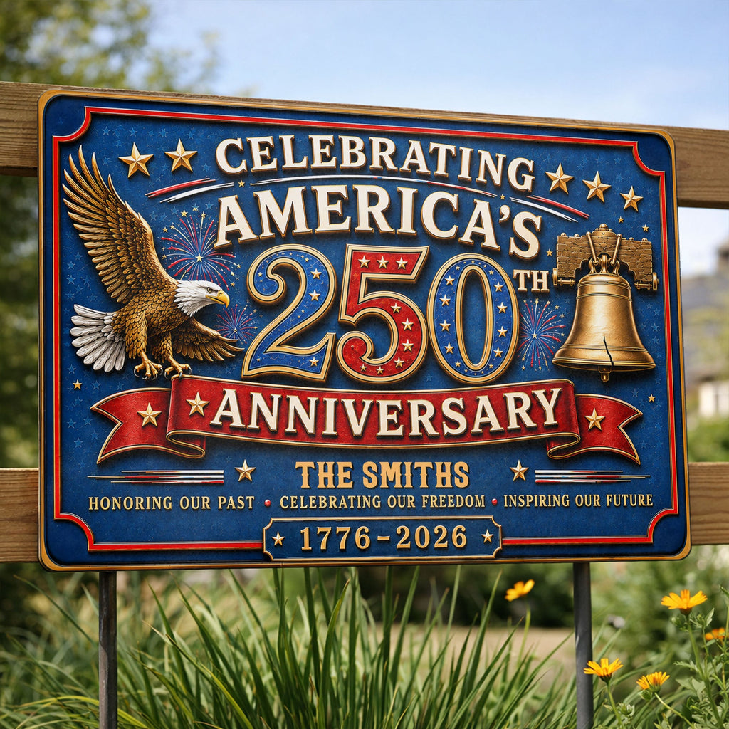 Personalized Metal Sign Celebrating America's 250th Anniversary Gift Metal Sign GradoCreations