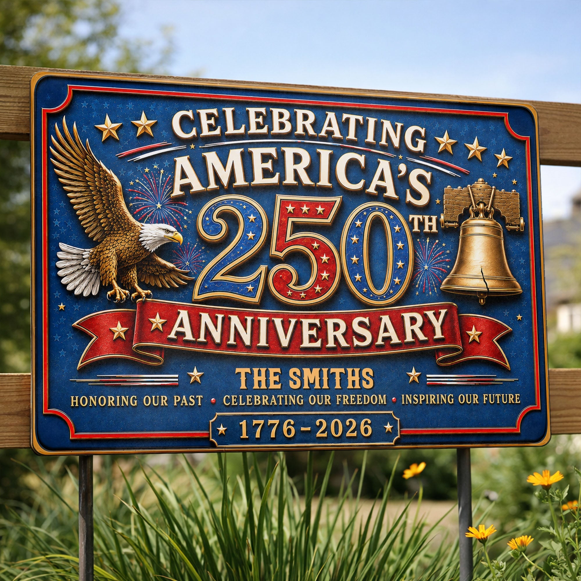 Personalized Metal Sign Celebrating America's 250th Anniversary Gift Metal Sign GradoCreations