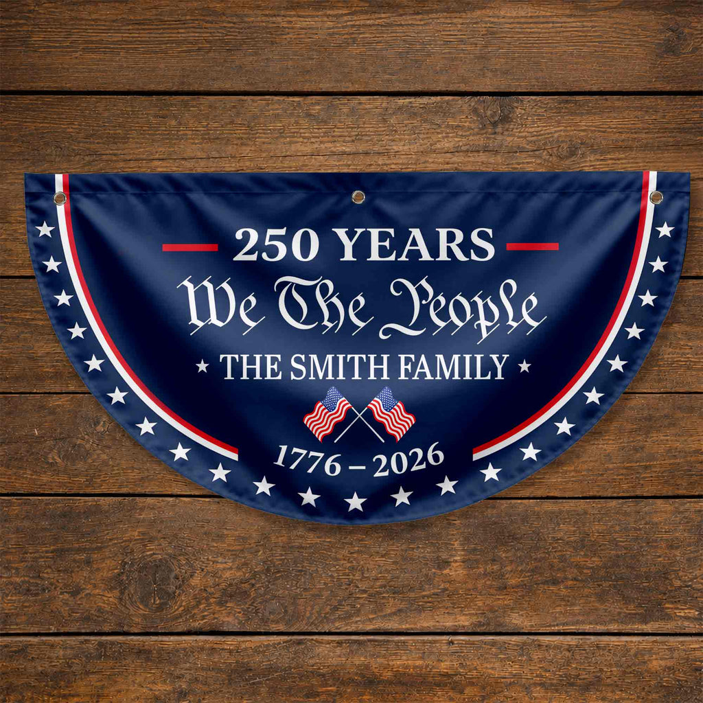 Personalized Non-Pleated Fan Flag Custom Family Name USA Gift Non-Pleated Fan Flag GradoCreations