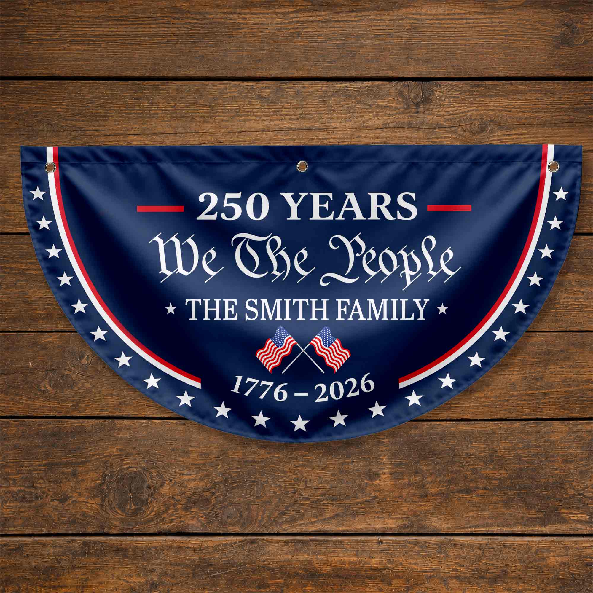 Personalized Non-Pleated Fan Flag Custom Family Name USA Gift Non-Pleated Fan Flag GradoCreations