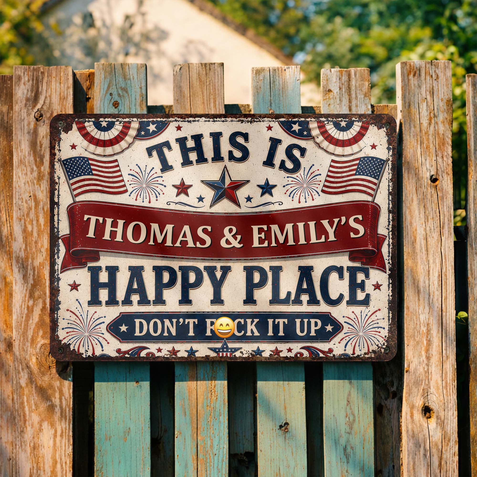 Personalized Metal Sign Custom Name American Flag Gift Metal Sign GradoCreations
