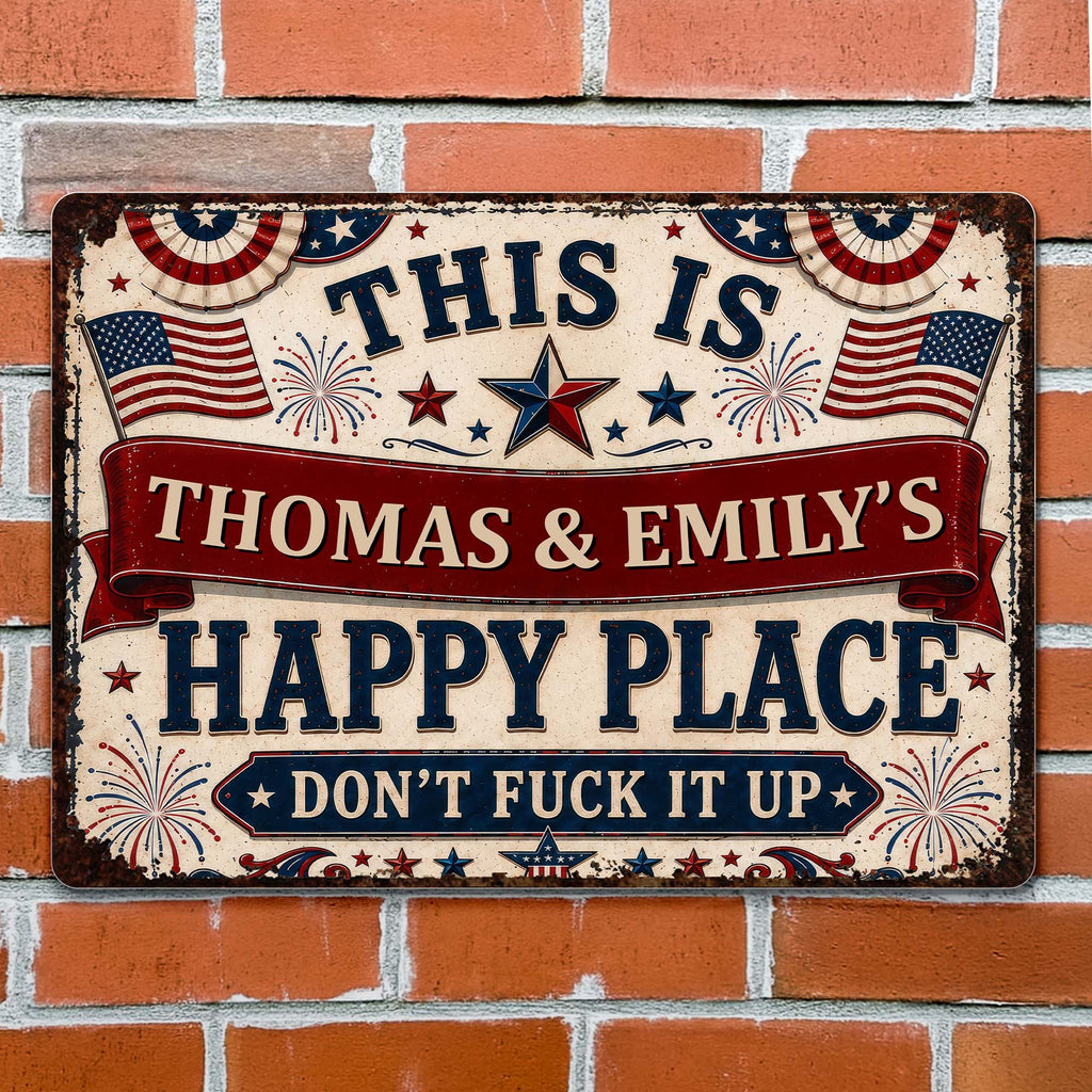 Personalized Metal Sign Custom Name American Flag Gift Metal Sign GradoCreations