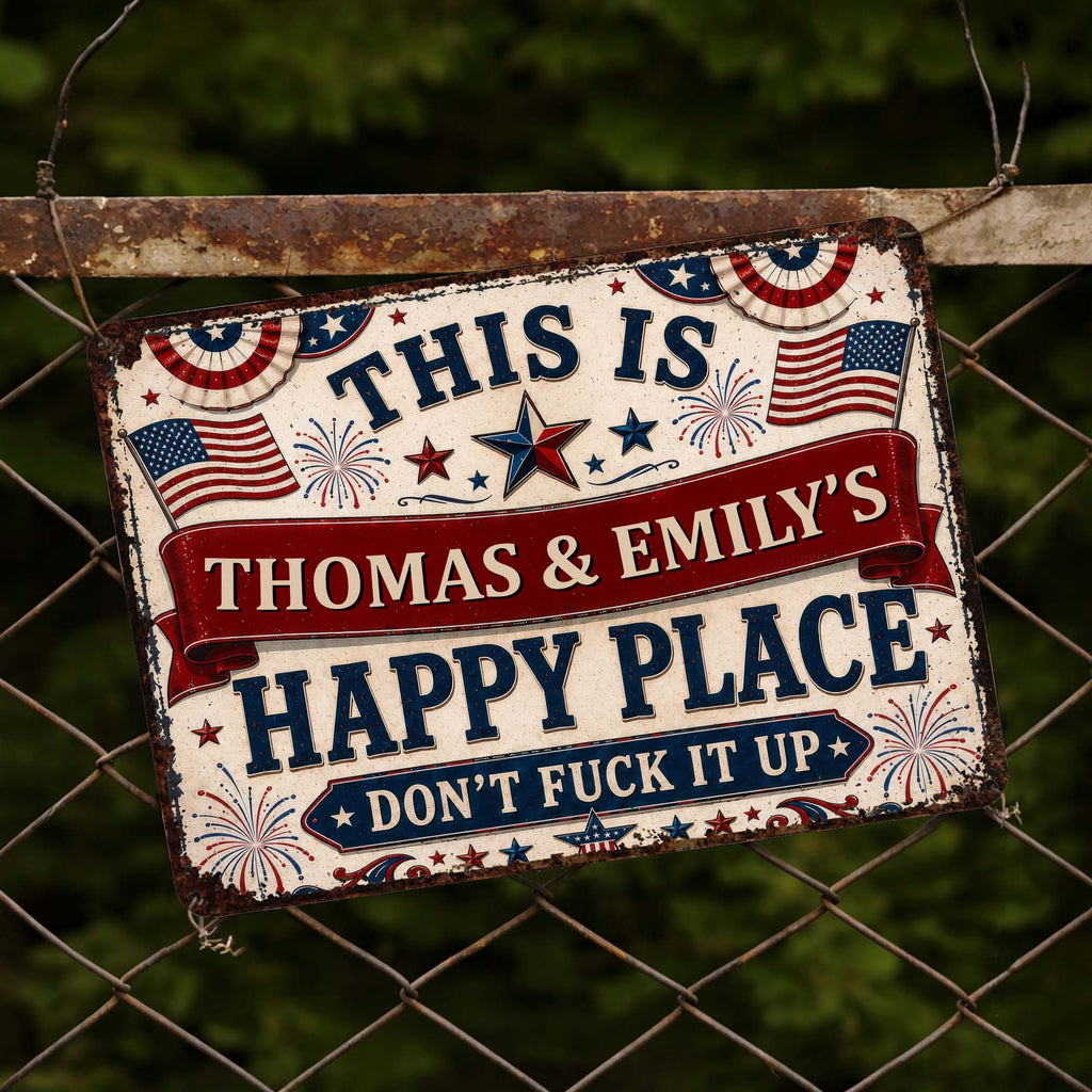 Personalized Metal Sign Custom Name American Flag Gift Metal Sign GradoCreations