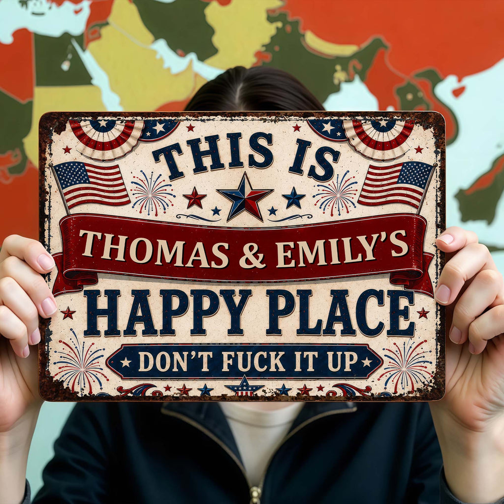 Personalized Metal Sign Custom Name American Flag Gift Metal Sign GradoCreations