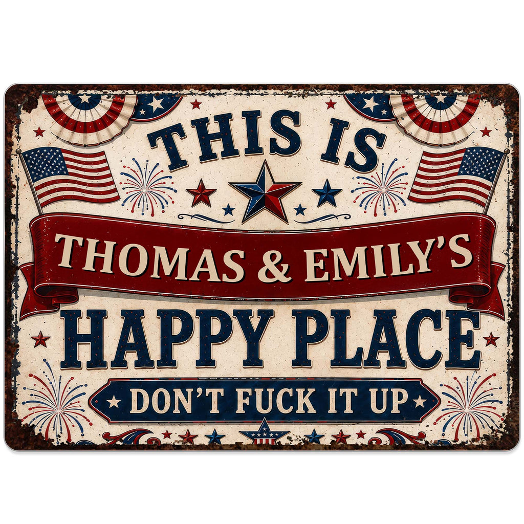 Personalized Metal Sign Custom Name American Flag Gift Metal Sign GradoCreations